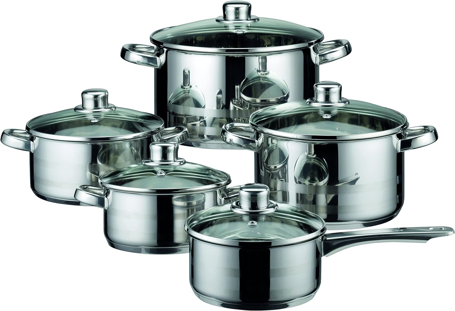 ELO Skyline Stainless Steel Kitchen Induction Cookware Pots and Pans Set with Air Ventilated Lids, 10-Piece