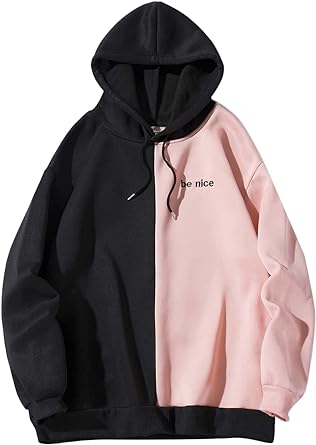SOLY HUX Men's Casual Colorblock Pullover Fashion Loose Fit Long Sleeve Graphic Trendy Drawstring Hoodie Sweatshirt