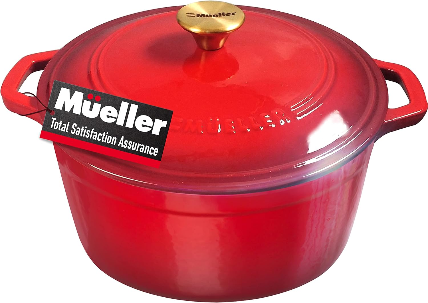 Mueller 6 Qt Enameled Cast Iron Dutch Oven, Heavy-Duty Casserole Dish and Braiser Pan with Lid and Stainless Knob, Safe for All Cooktops