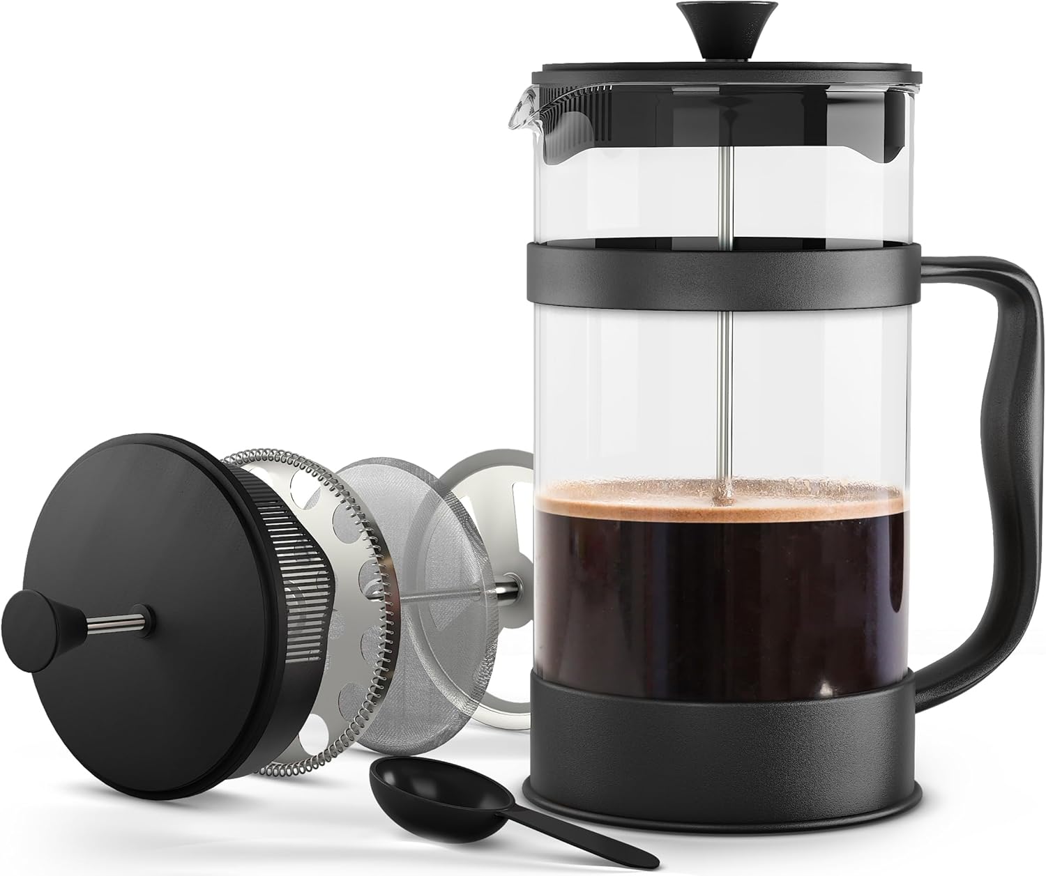 Utopia Kitchen 12 Ounce 0.35 Liter French Press Coffee Maker, Tea Maker, Travel Coffee Presses, Heat Resistant Thickened Borosilicate Coffee Pot for Camping Travel Gifts, Black Pack of 1