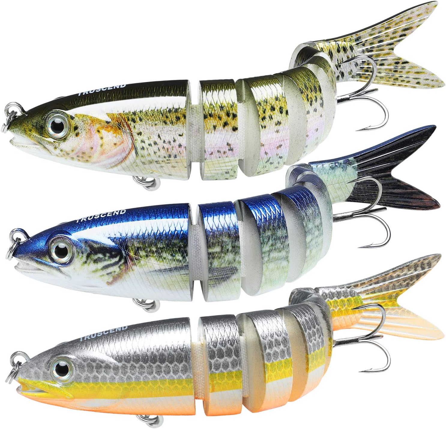 TRUSCEND Fishing Lures for Freshwater and Saltwater, Lifelike Swimbait for Bass Trout Crappie Walleye Pike, Slow Sinking Bass Fishing Lure, Must-Have Fishing Gifts for Men, Family Fishing Gear Plugs