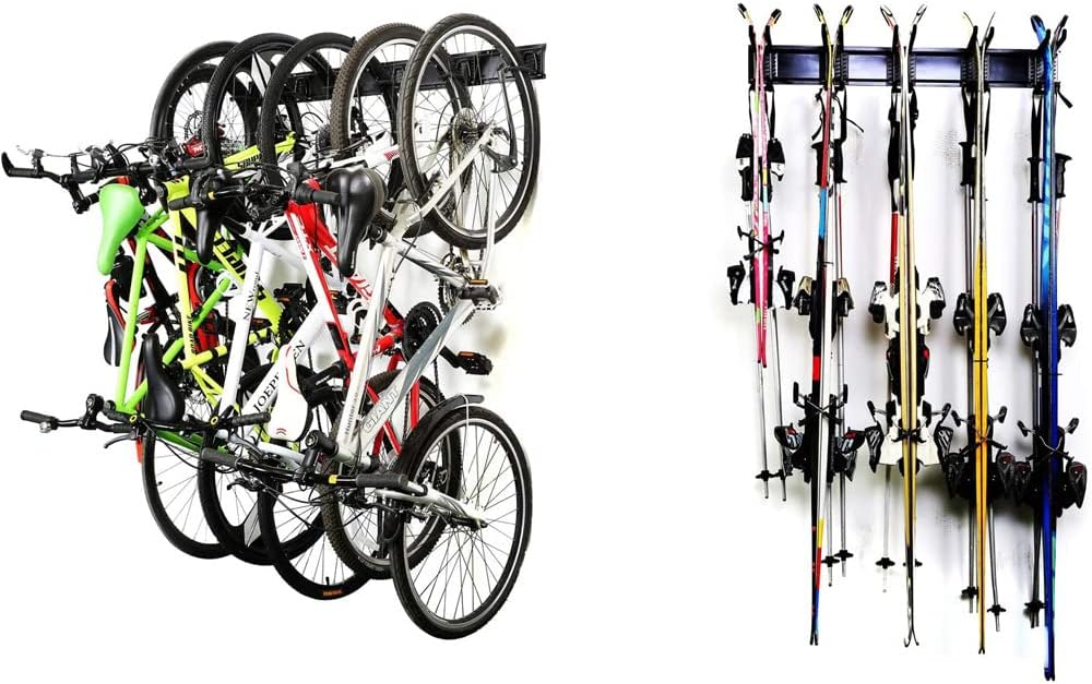 Ultrawall Stainless Steel Bike Storage Rack and 24-Inch Wall Mounted Ski Rack