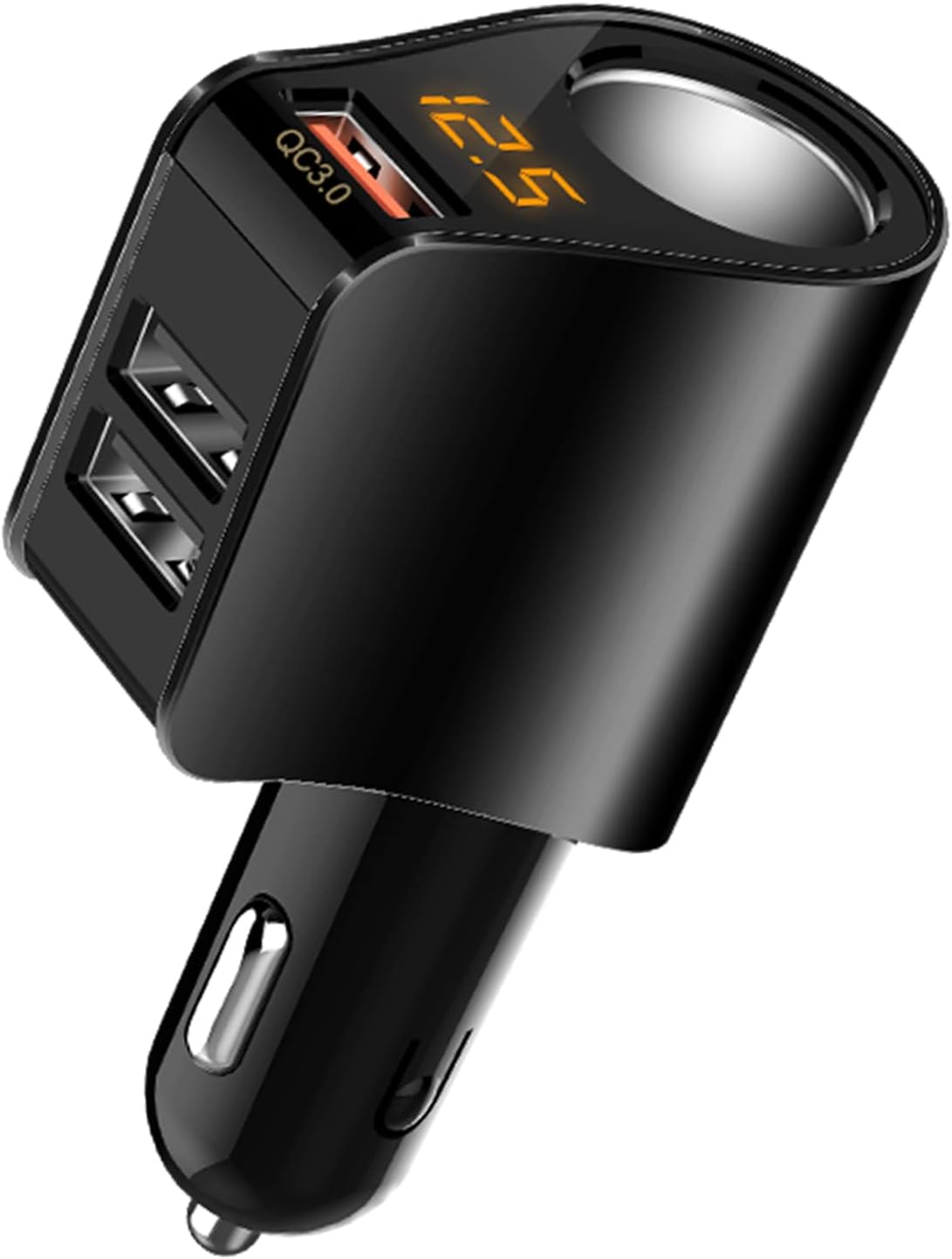 LIHAN Cigarette Lighter Socket Adapter, Car Charger QC3.0, 12V/24V Outlet Plug Splitter with Multi USB Ports, Voltmeter Compatible for iPhone, Galaxy, GPS