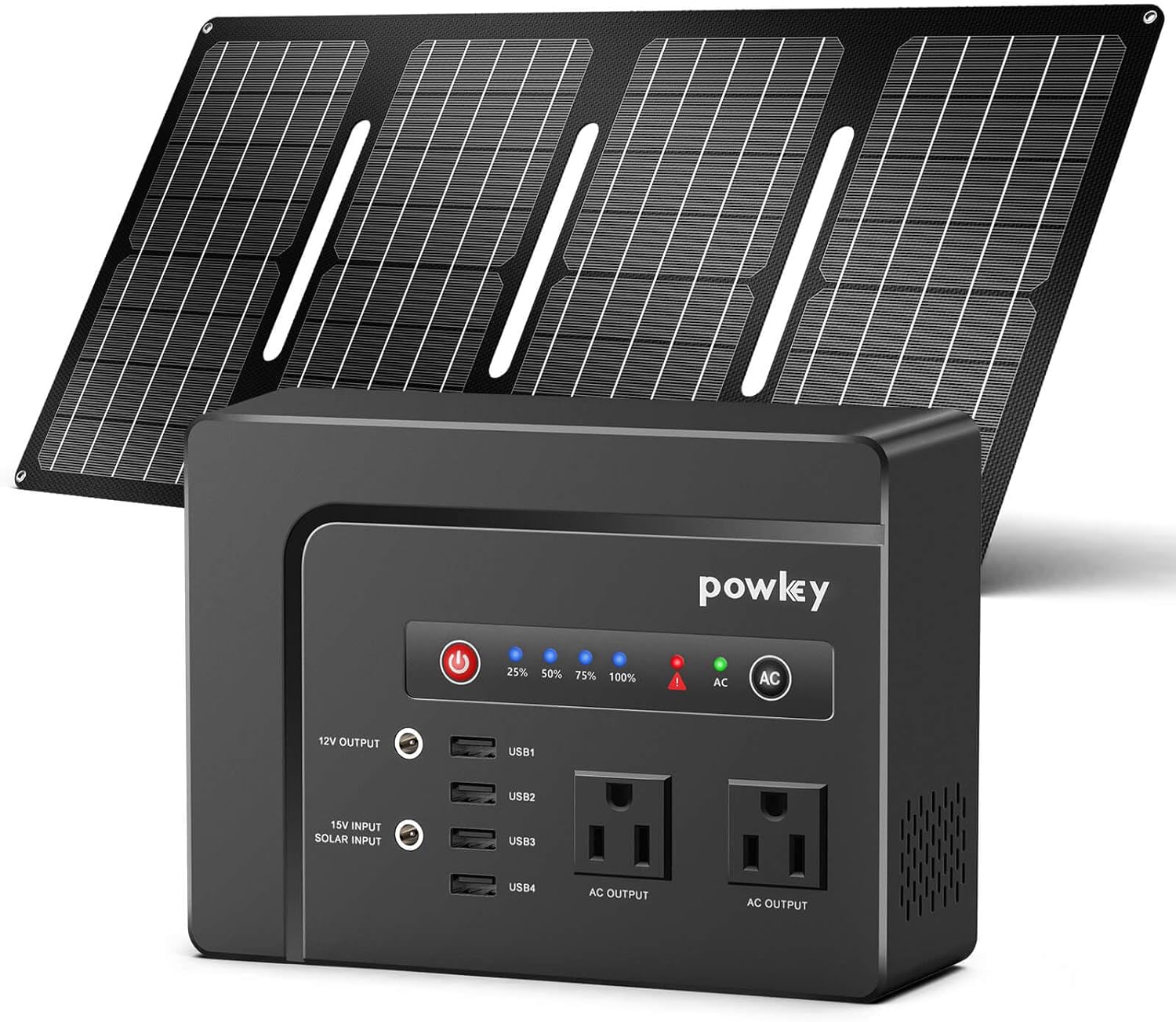 Powkey Solar Generator with Panel, 146Wh/200W Portable Power Station with Solar Panel 40W, 110V Pure Sine Wave DC/USB/AC Outlet Electric Generator Battery Backup for Outdoor Camping Emergency Home Use