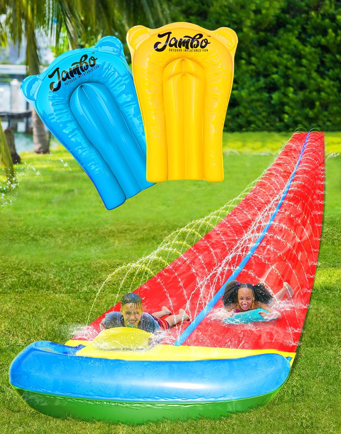 Jambo+32%27+XXL+Extra+Long+Slip+Splash+and+Slide+with+2+Bodyboards%2c+Heavy+Duty+Double+Lane+Water+Slide+with+Inflatable+Crash+Pad%2c+Slip+Outdoor+Backyard+Water+Toys+and+Slides%ef%bf%bd%ef%bf%bd