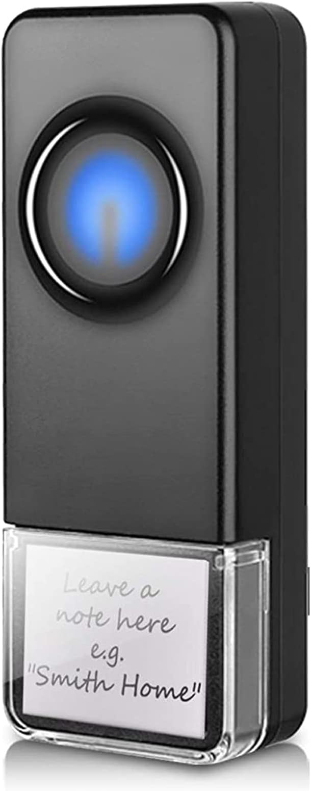 Wireless Doorbell Transmitter PHYSEN Single Push Button for Home/Classroom Doorbell without Receiver (3 in, Black)