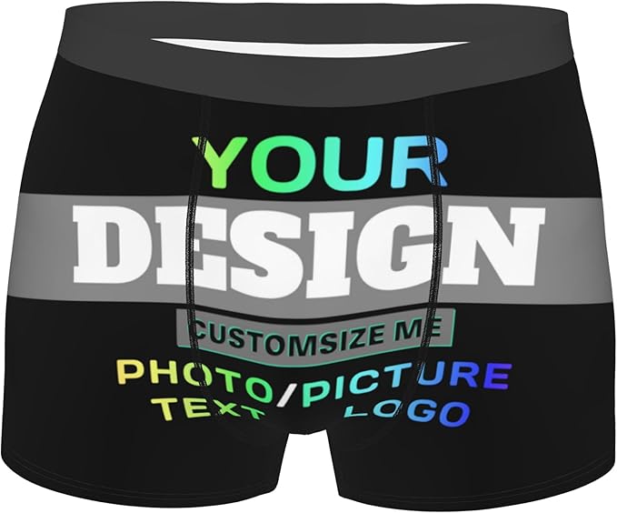 Custom Men Boxer Briefs with Photo Image Logo Name Personalized Underwear for Men Boyfriend Husband