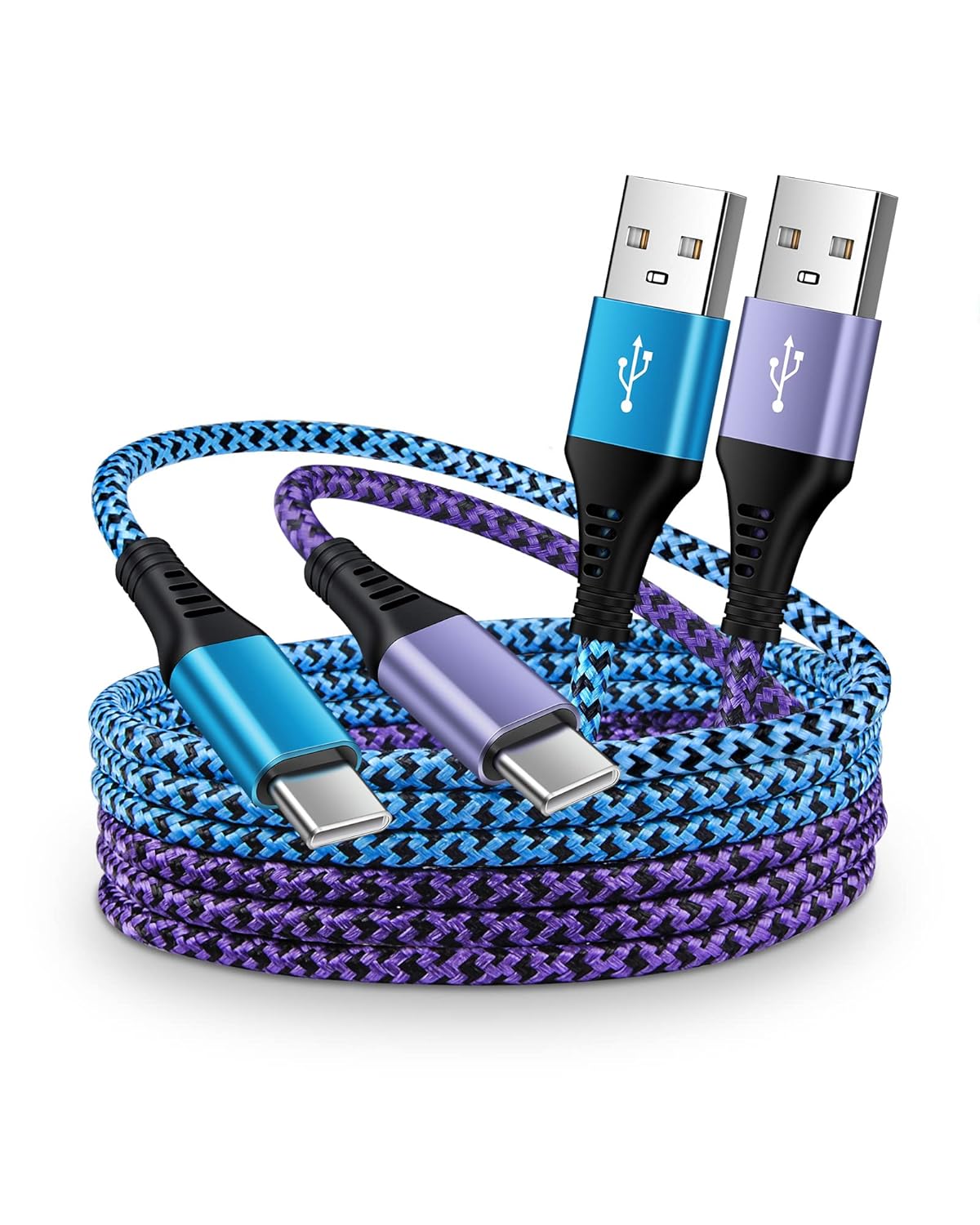 AILKIN 2Pack/6ft USB C Cable, 3A USB C to USB A Fast Charger Cable for iPhone 15 15Pro Max, Nylon Braided USB Type C Charger Cord Fast Charging for Samsung S24 S23 Ultra S22 S21 S20FE A15 A14 Google