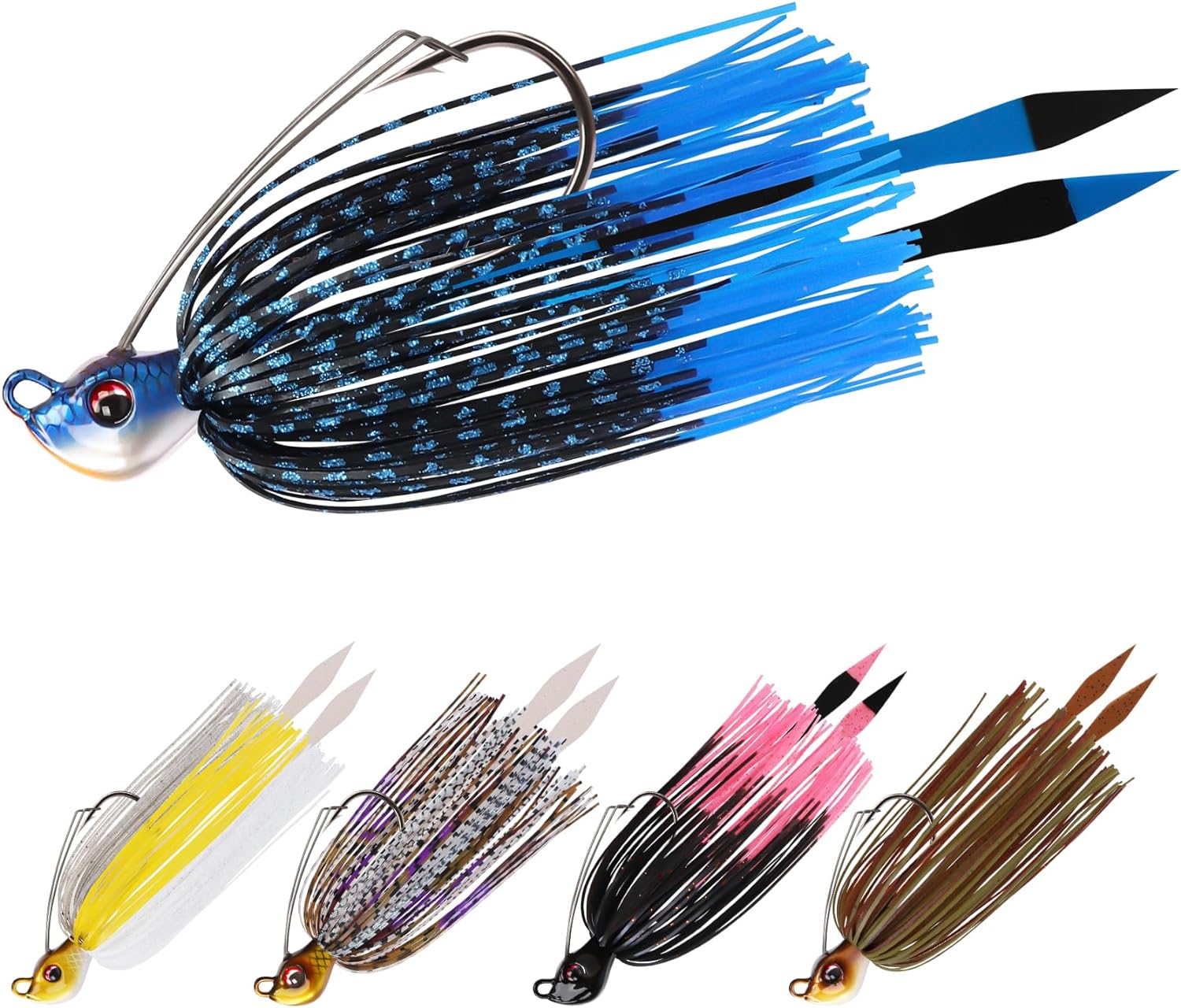 TRUSCEND Fishing Jigs with Ultra Smooth Teflon Hook, Tour Grade Titanium Weed Guard Swim Jigs, Valuable Weedless Skirted Jig, Well-Made Fishing Lures for Crappie Bass Trout, Freshwater Fishing Gear