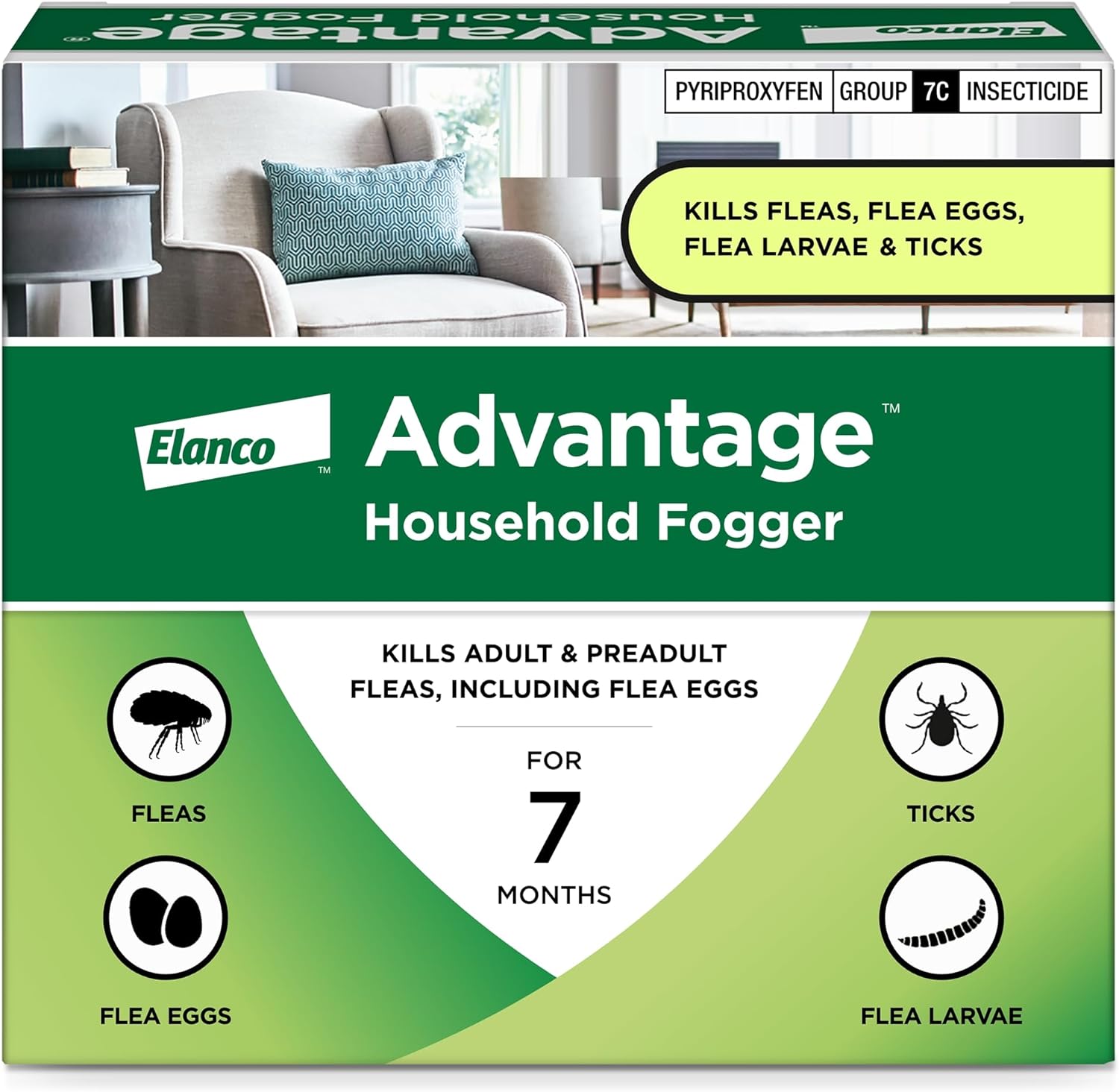 Advantage Household Fogger | Kills Fleas & Ticks | Flea Fogger for Home | 2 oz. Canisters (Pack of 3)