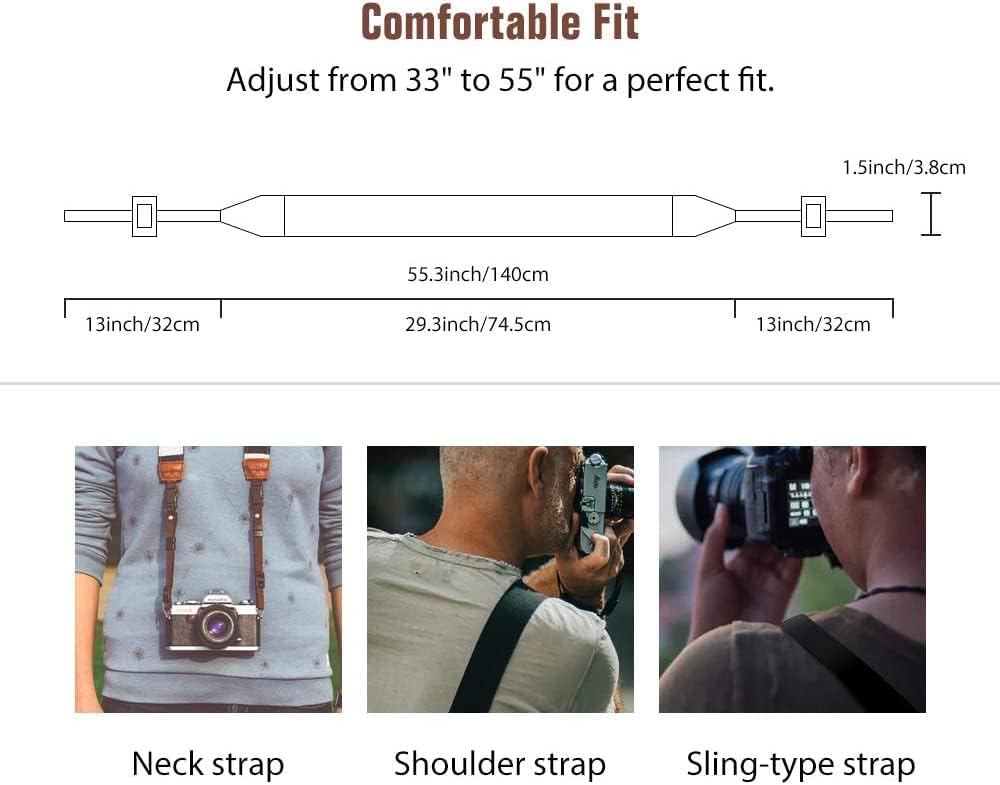 MoKo Camera Strap [2 Pack], Cotton Canvas Braided Adjustable Universal Sling Shoulder Neck Belt for All DSLR Digital Camera