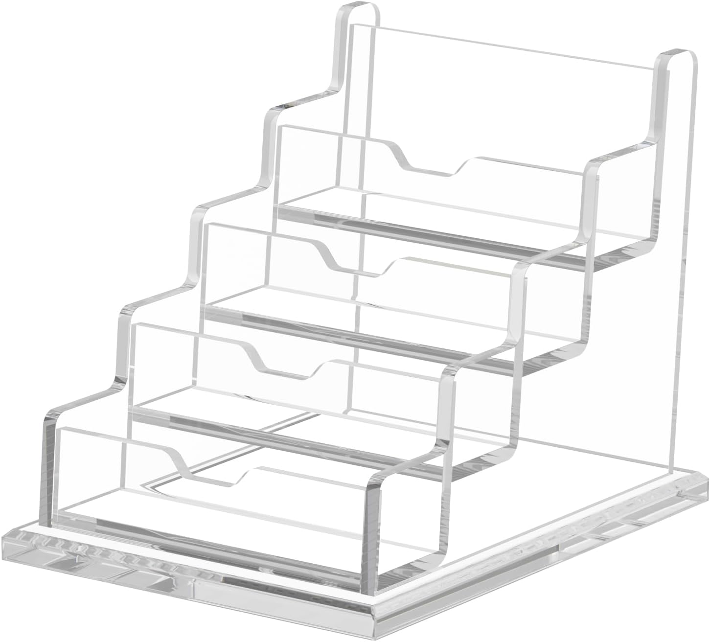 NIUBEE Clear Business Cards Holders 4 Tier Acrylic Card Holder for Business Cards, 4 Slots Business Card Display for Desk Counter, 300 Card Capacity, 1 Pack