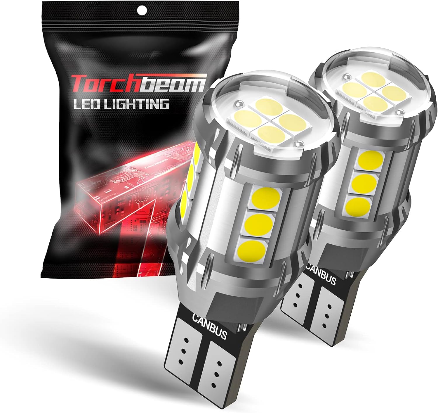 Torchbeam 921 912 LED Bulbs for Reverse Backup Lights, 6000K White CAN-BUS T15 906 904 916 W16W, Super Bright 360 Light Reversing Bulbs with 3030 LED Chips, Non-polarity