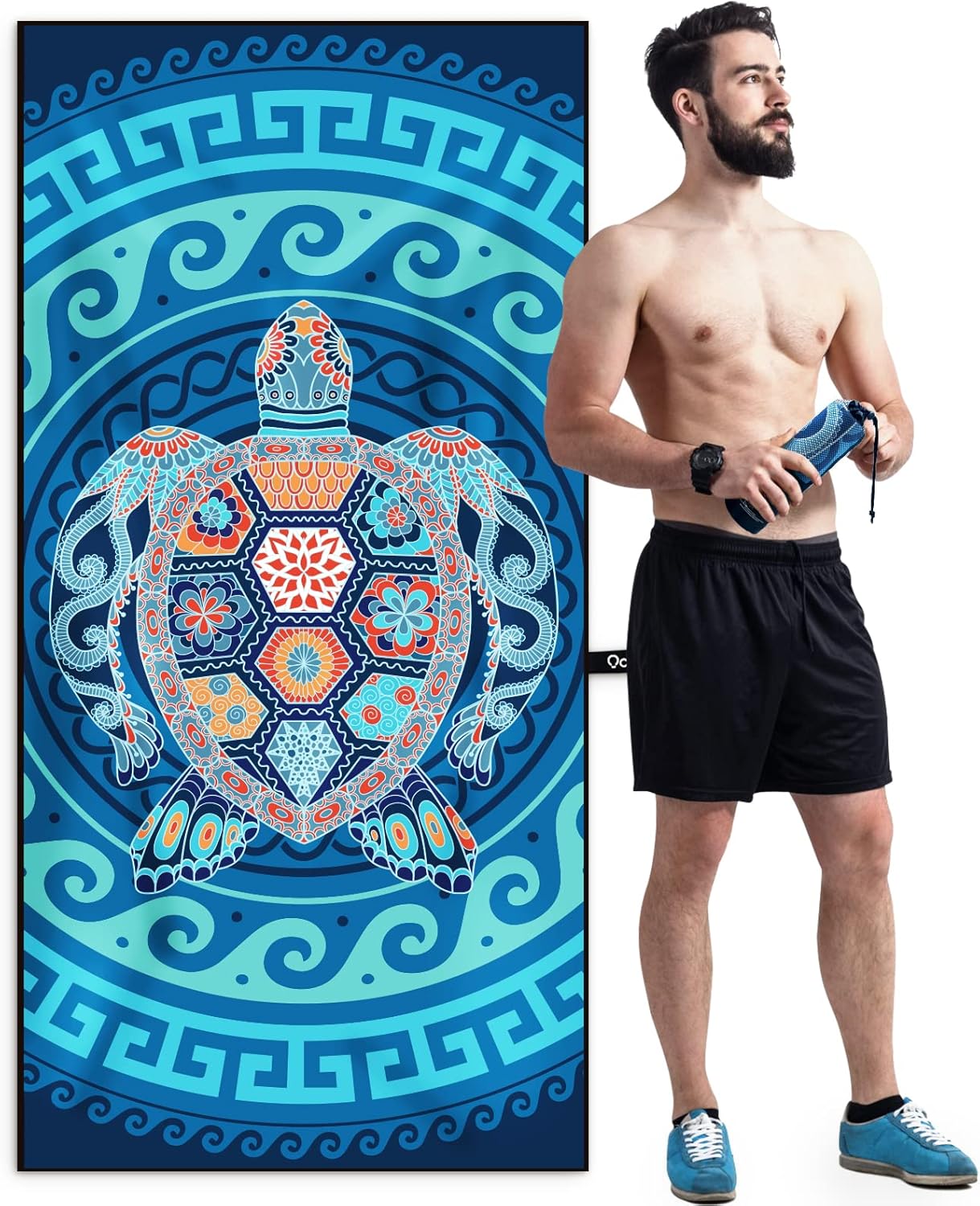 OCOOPA Microfiber Beach Towel For Swimming Pool, Camping, Picnic, Yoga Gym Sports, Fast Drying Extra Large 71 x 32 Sand Free Super Lightweight