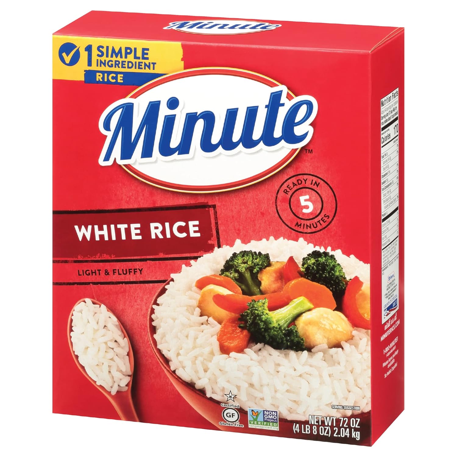 Minute White Rice, Instant White Rice for Quick Dinner Meals, 72-Ounce Box