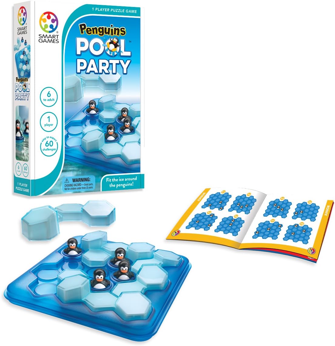 SmartGames Penguins Pool Party Travel Game with 60 Challenges for Ages 6 - Adult