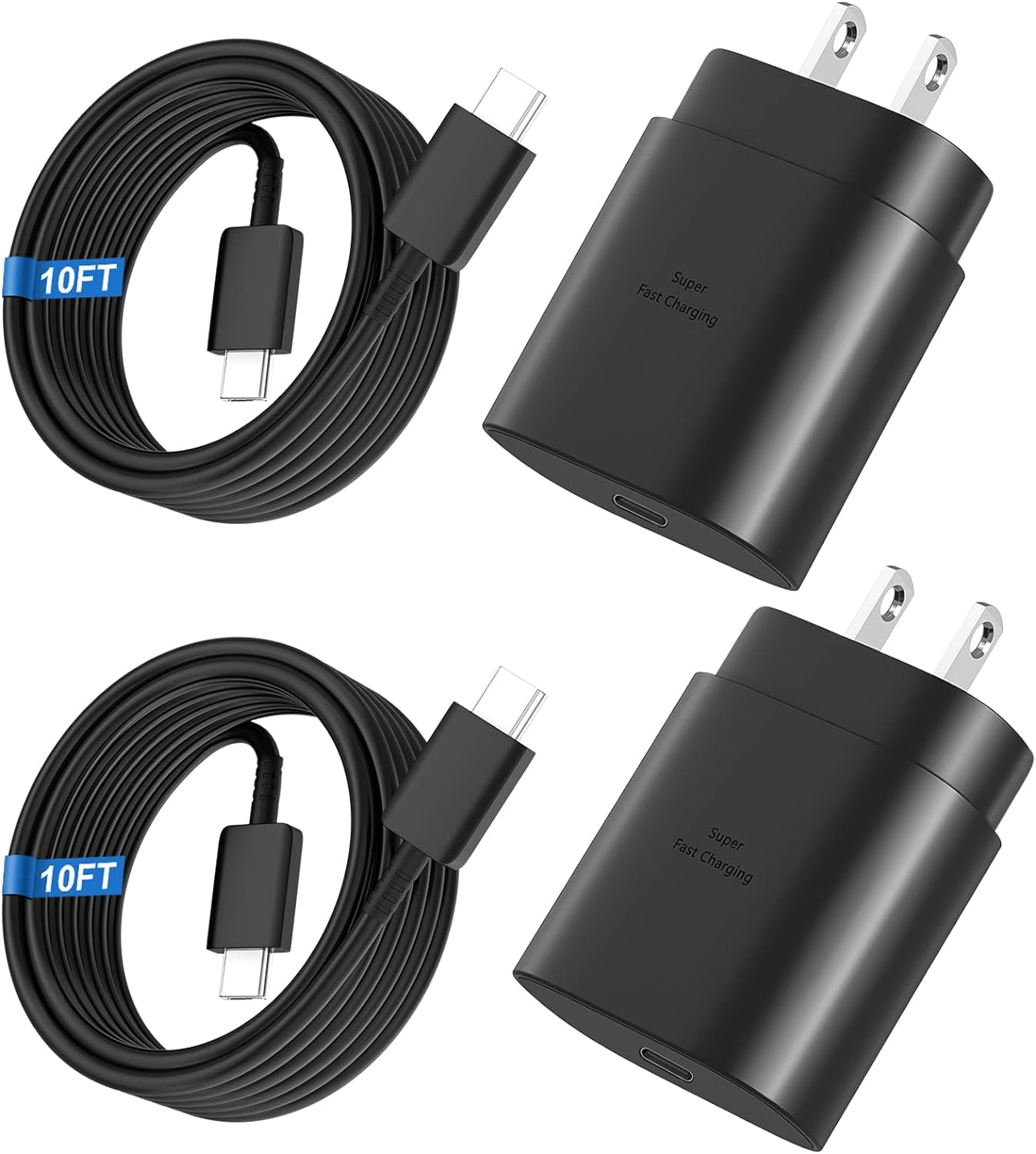 Super Fast Charger Type C, 25W USB C Wall Charger Fast Charging for Samsung Galaxy S24 Ultra/S24/S24+/S23 Ultra/S23/S22 Ultra/S22/S21 Ultra/S20 Ultra/Note 20 with 10FT Long Type C Charger Cable 2Pack