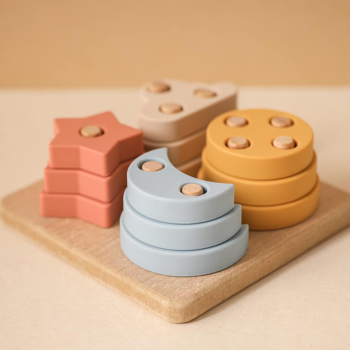 Youuys Stacking Montessori Toys for Toddler 1 2 3 Year Old, Shape Sorter Silicone Sorting and Stacking Toys - Preschool Fine Motor Skill Toy Sorter Puzzles Boys Girls Gifts 18+ Months Old ��Square��