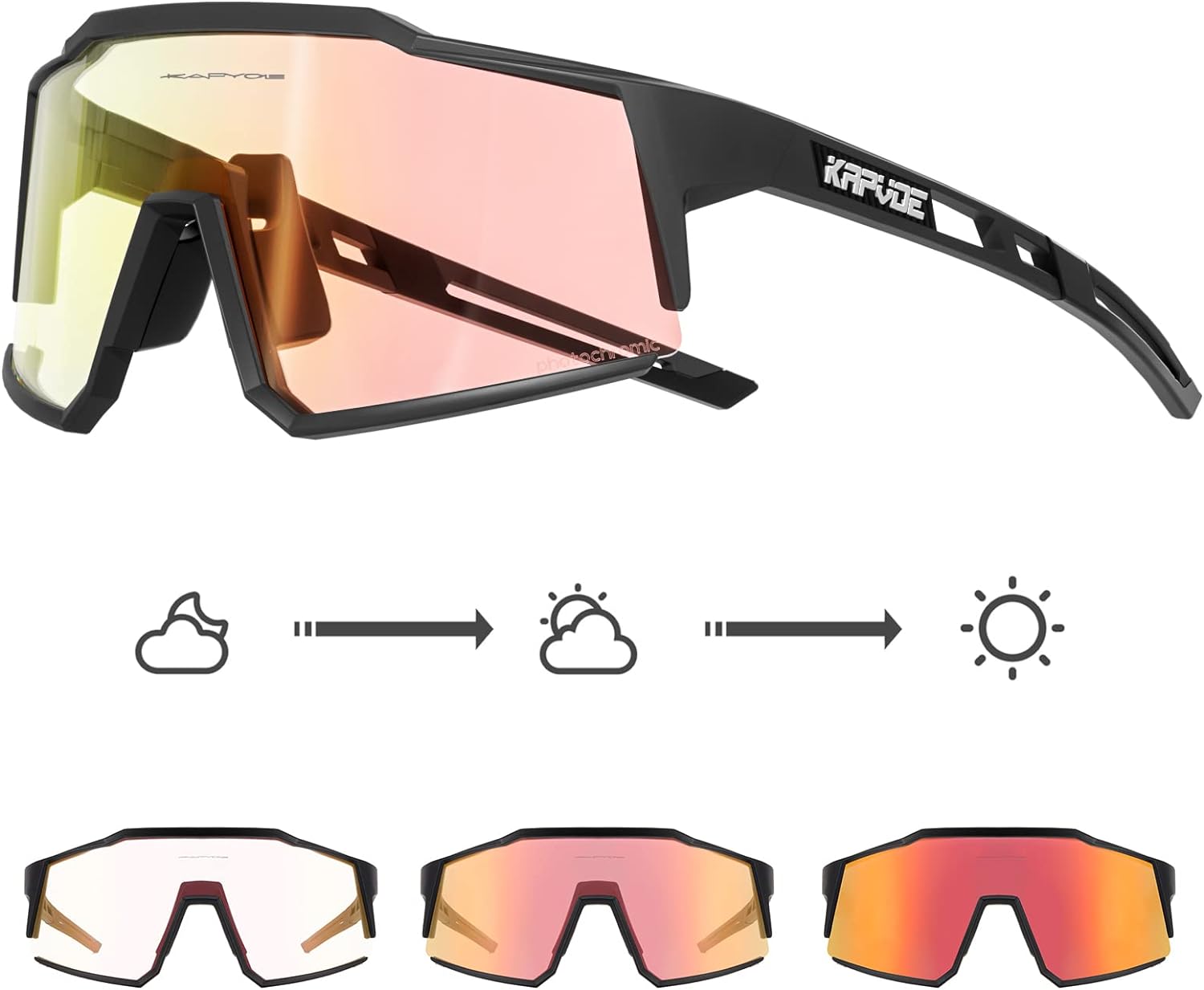 KAPVOE Photochromic Cycling Glasses with TR90 Sports Sunglasses Women Men Running Clear MTB Bike Bicycle Accessories