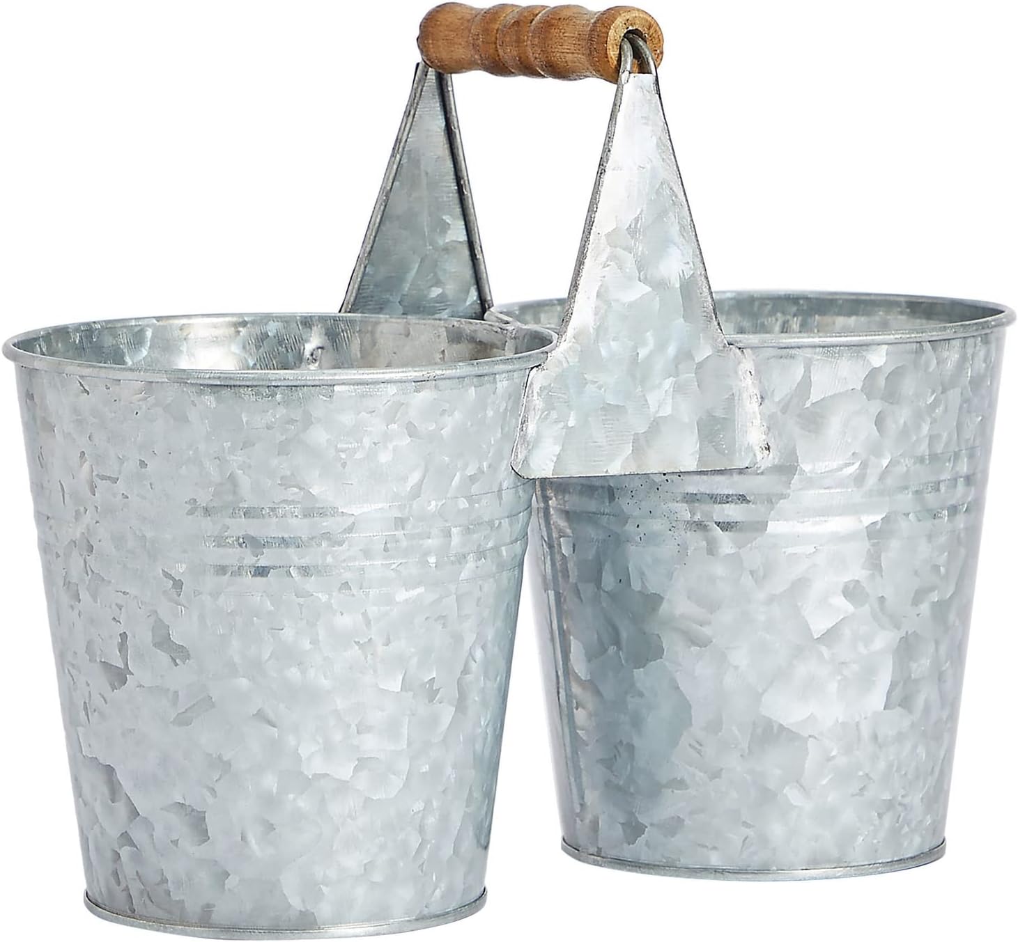 Juvale Small Metal Galvanized Double Bucket, Tin Sharp and Dull Pencil Buckets for Classroom Organization, Farmhouse-Style Home Decor, Bathroom, Kitchen (10 x 5 x 7.5 in)