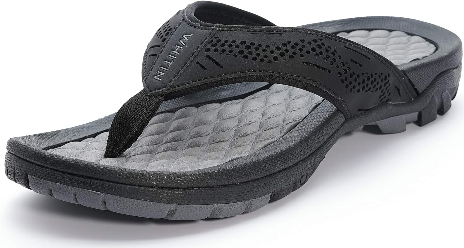 WHITIN Men' Flip Flops | Outdoor Thong Sandals | Arch Support | Slip Resistant