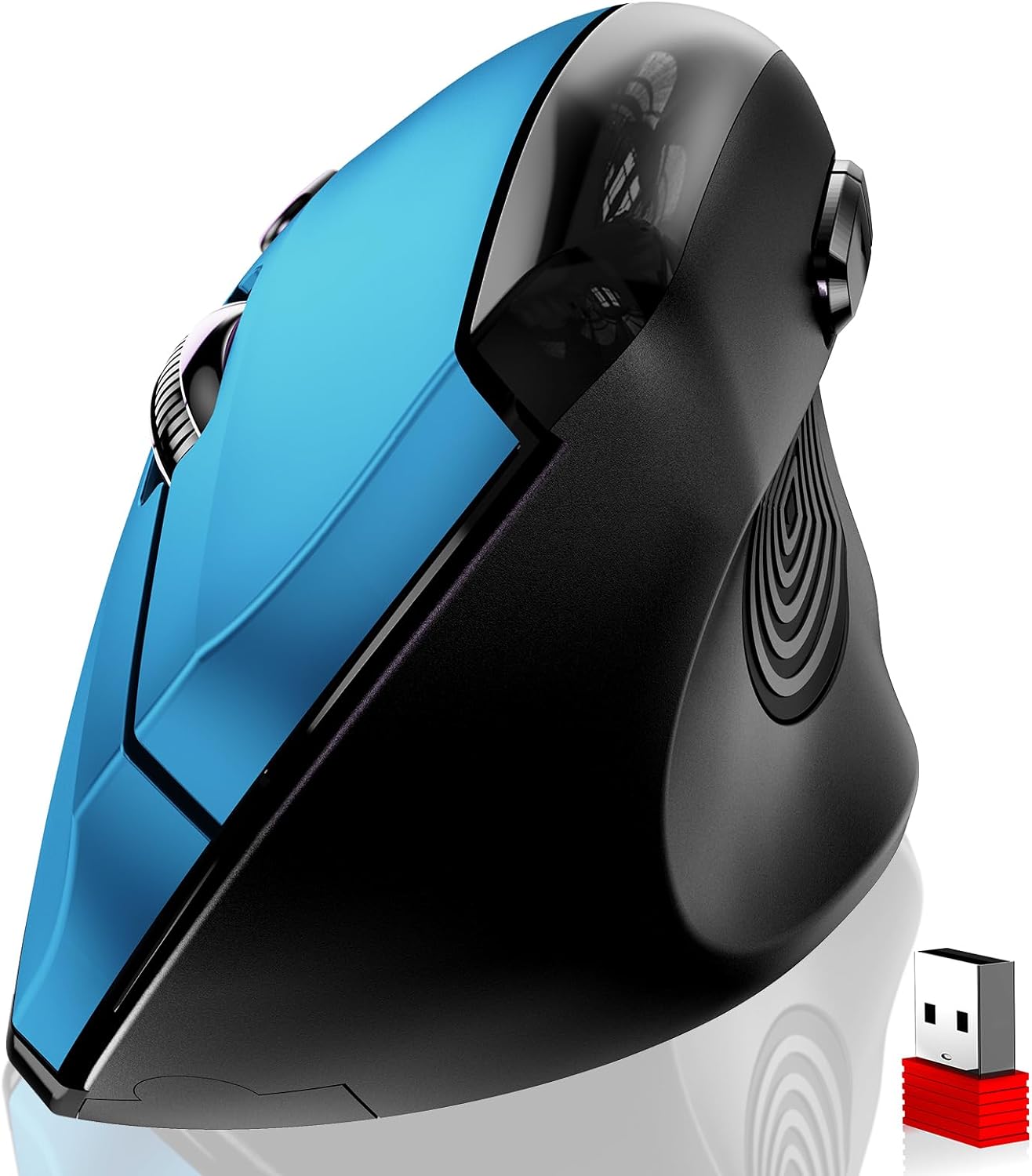 memzuoix Ergonomic Mouse Wireless,2.4G Optical Cordless Mice with 800/1200/1600 DPI,Vertical Computer Wireless Mouse for Laptop, Mac,PC,Desktop (for Right Hand, Large),Blue Mouse