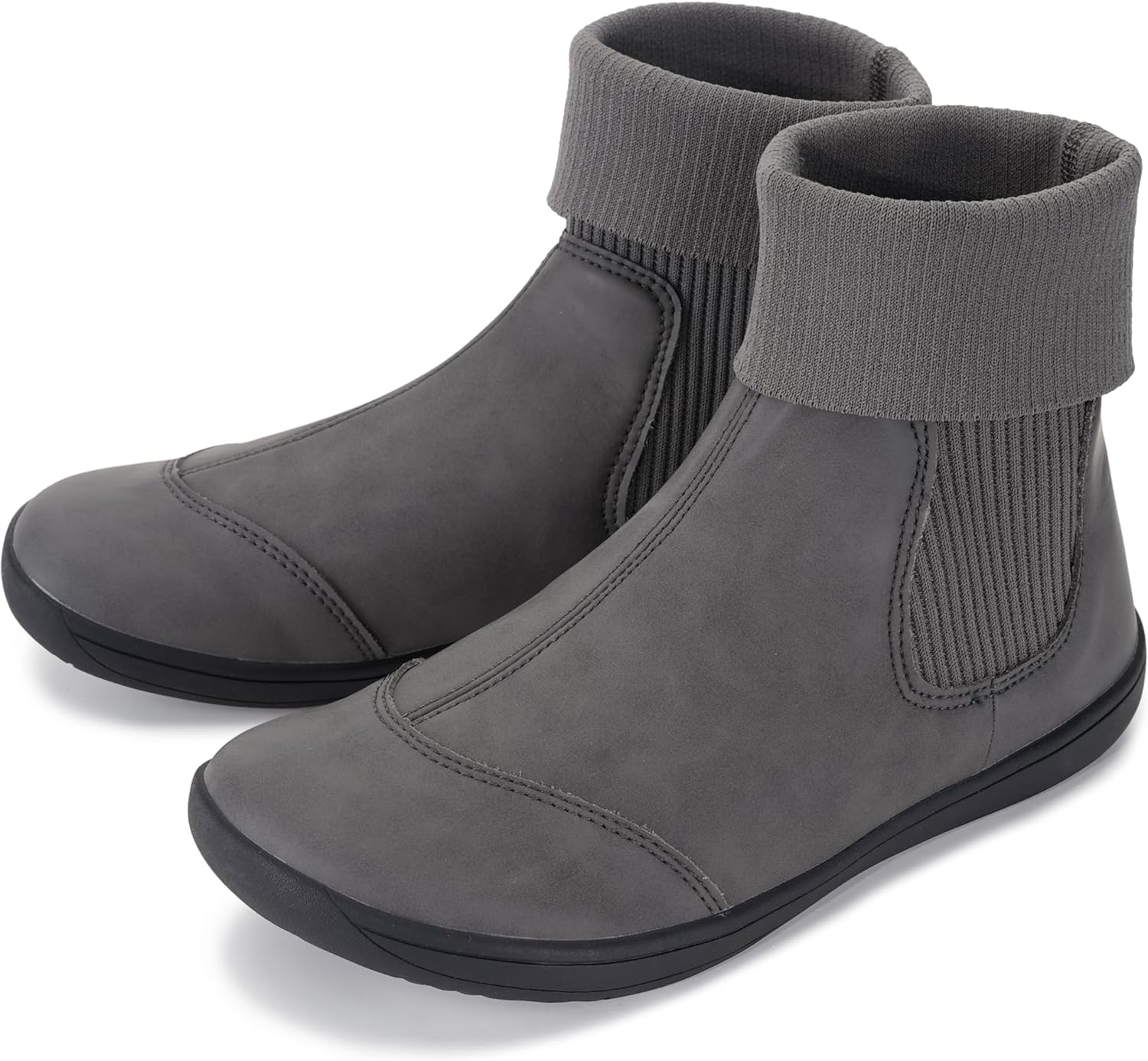 WHITIN Women's Minimalist Barefoot Chelsea Boots | Stacked Sock-like Cuffs | Wide Width