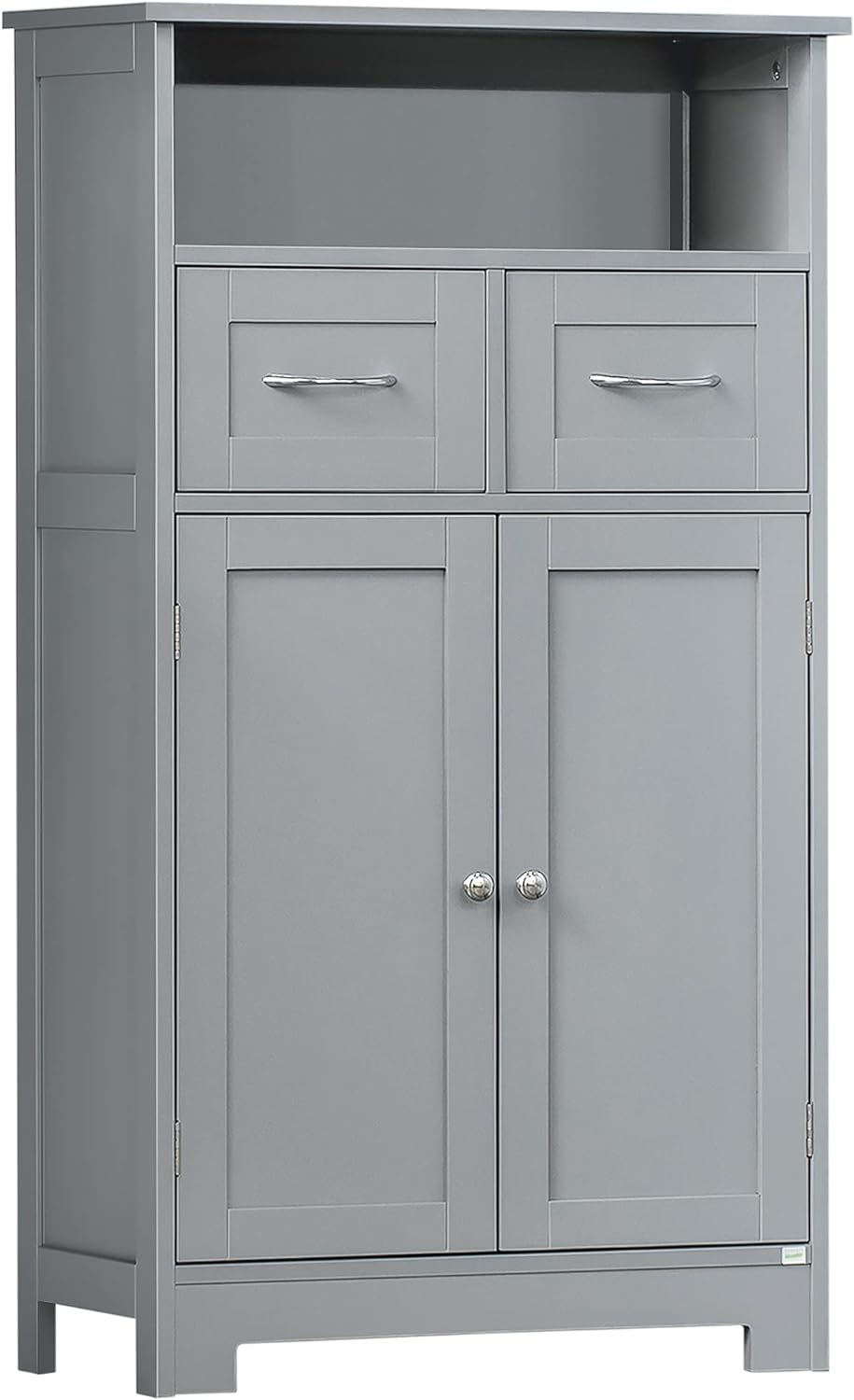 kleankin Bathroom Cabinet Organizer, Freestanding Small Storage Cabinet with Two Drawers and Adjustable Shelf for Living Room, or Entryway, Grey