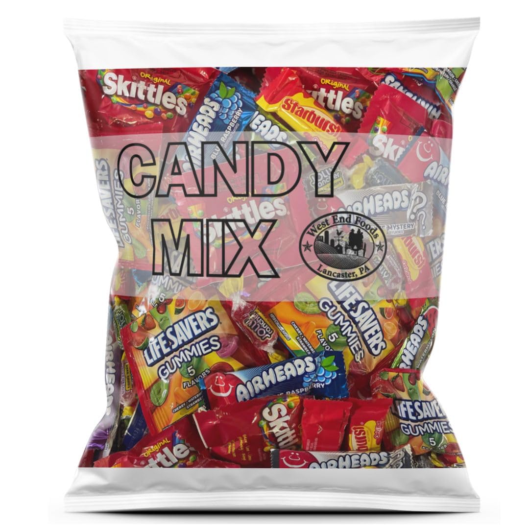 West End Foods Candy Treats 3 POUNDS Individually Wrapped Candy Bundle of Jolly Ranchers, Airheads, Skittles, Starburst, Life Savors Gummies Fun Size Assorted Candy Bulk Candy for Pinata