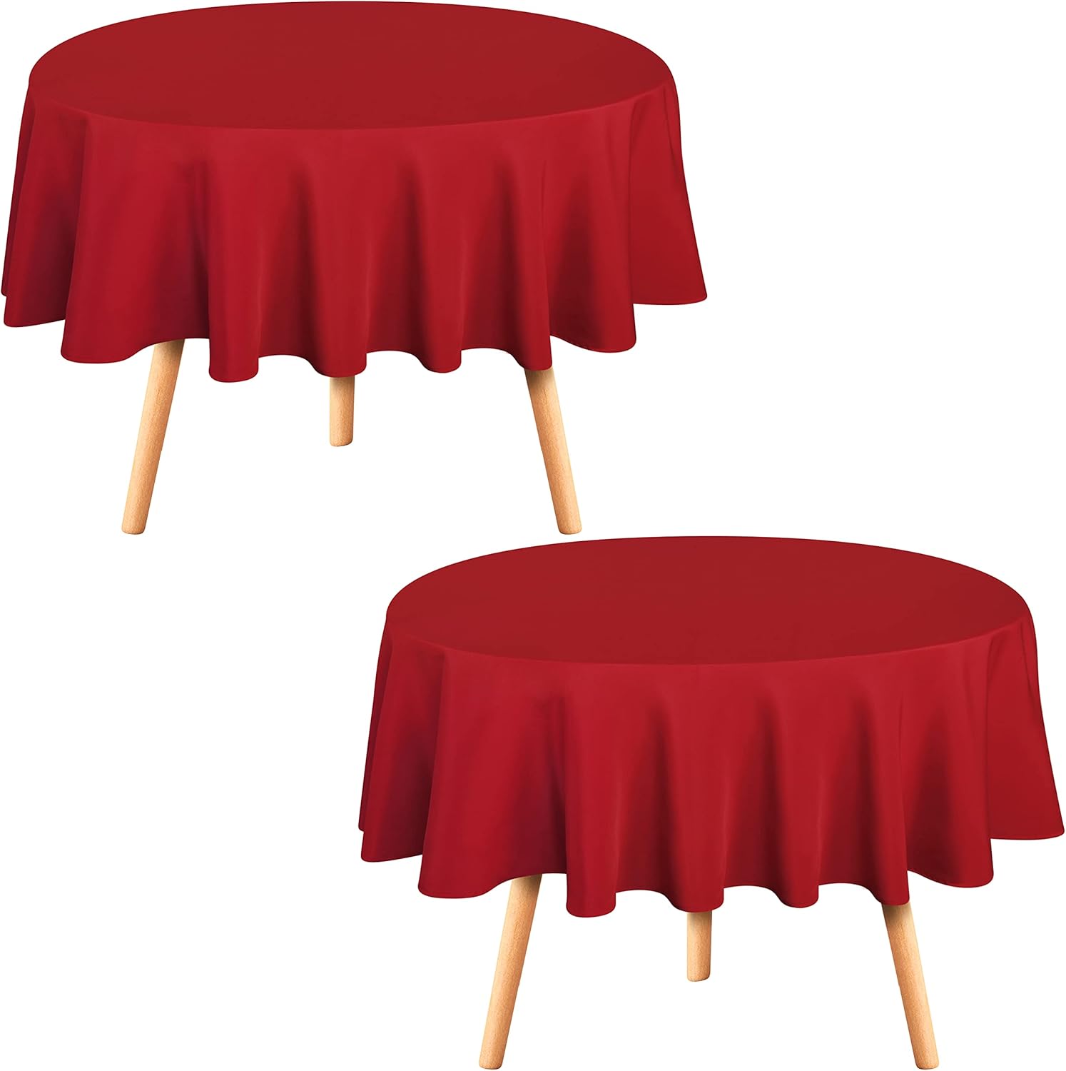 Utopia Kitchen Round Table Cloth 2 Pack [90 Inches, Red] Tablecloth Machine Washable Fabric Polyester Table Cover for Dining, Buffet Parties, Picnic, Events, Weddings and Restaurants