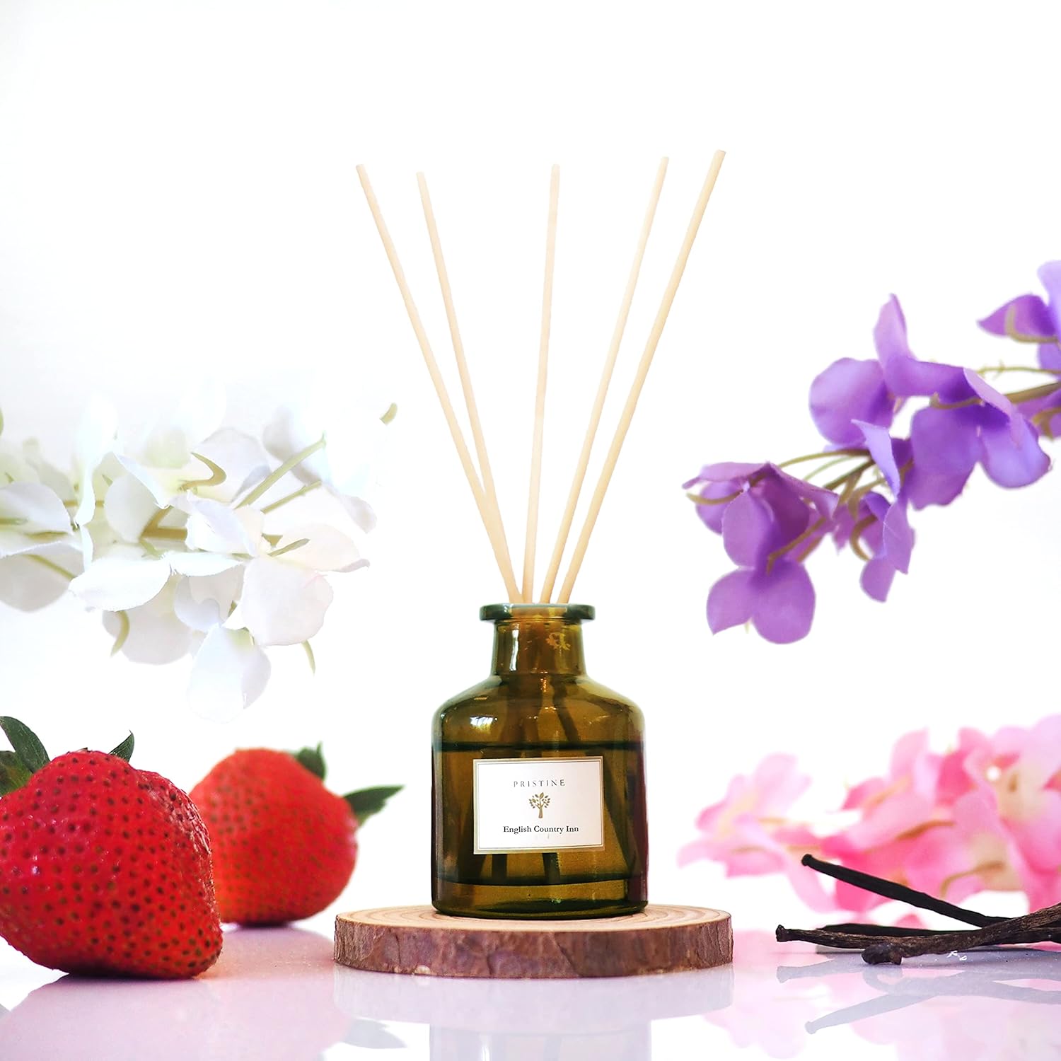 PRISTINE English Country Inn/Inspired by Ritz Carlton Reed Diffuser for Home | Fresh Blend of Strawberry, Vanilla, Musk Reed Diffuser Set, Oil & Reed Diffuser Sticks-Home & Office Decor-Fragrance Gift
