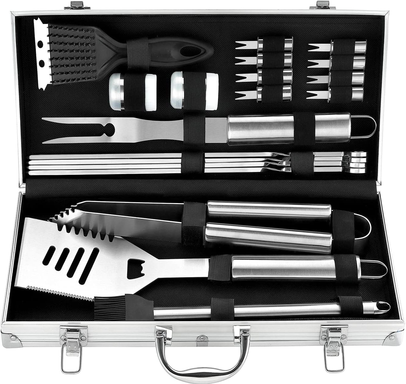 ROMANTICIST 20pc Heavy Duty BBQ Grill Tool Set in Case - The Very Best Grill Gift for Father' Day and Christmas - Professional BBQ Accessories Set for Outdoor Cooking Camping Grilling Smoking