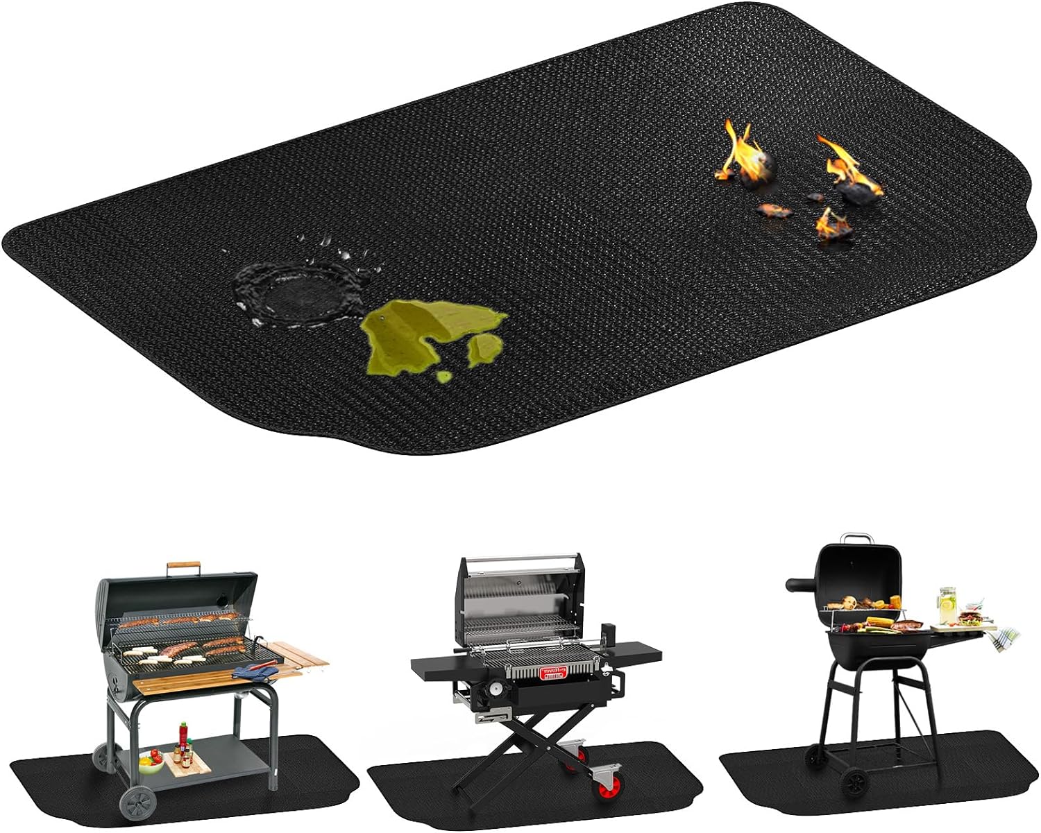 48 x 36 inch Under Grill Mat for Outdoor Grill, Double-Sided Fireproof Deck and Patio Protector Mat, BBQ Mat for Under BBQ, Fire Pit Mat Fireplace Mat, Outdoor Grill Accessories, Oil-Proof Waterproof