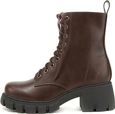 Soda TUNDRA ~ Women Lug Sole Lace up Fashion Combat Ankle Boot w/Side Zipper