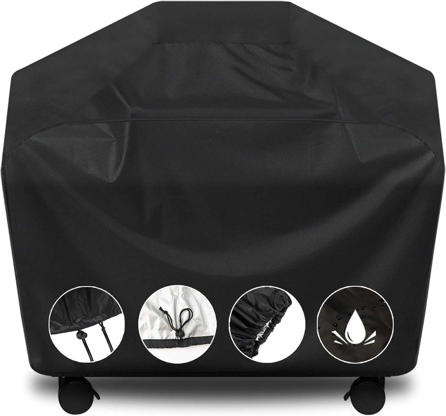 Grill Cover, BBQ Cover 58 inch,Waterproof BBQ Grill Cover,UV Resistant Gas Grill Cover,Durable and Convenient,Rip Resistant,Black Barbecue Grill Covers,Fits Grills of Weber,Brinkmann etc