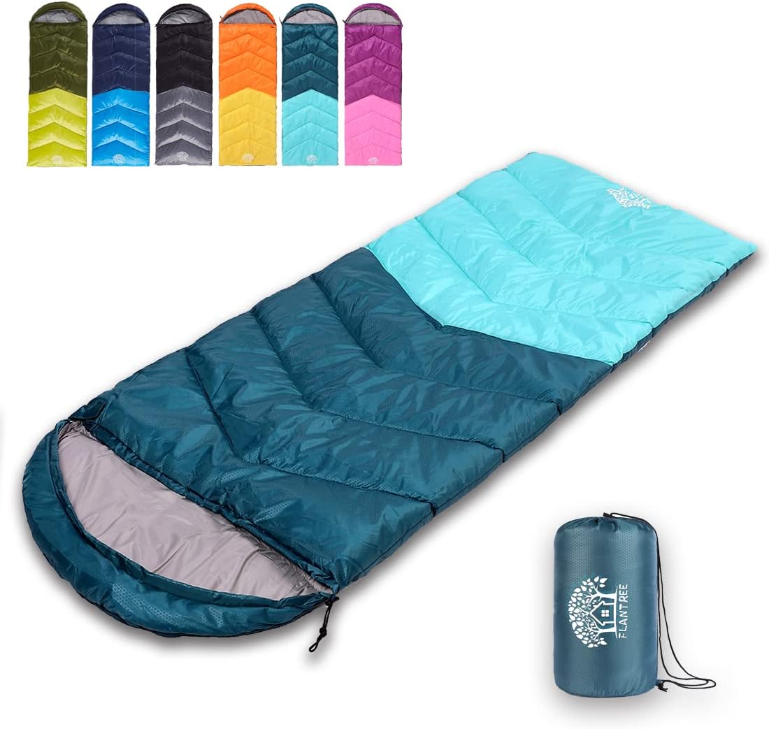 Sleeping Bag 4 Seasons Adults & Kids for Camping Hiking Trips Warm Cool Weather,Lightweight and Waterproof with Compression Bag,Indoors Outdoors Activities