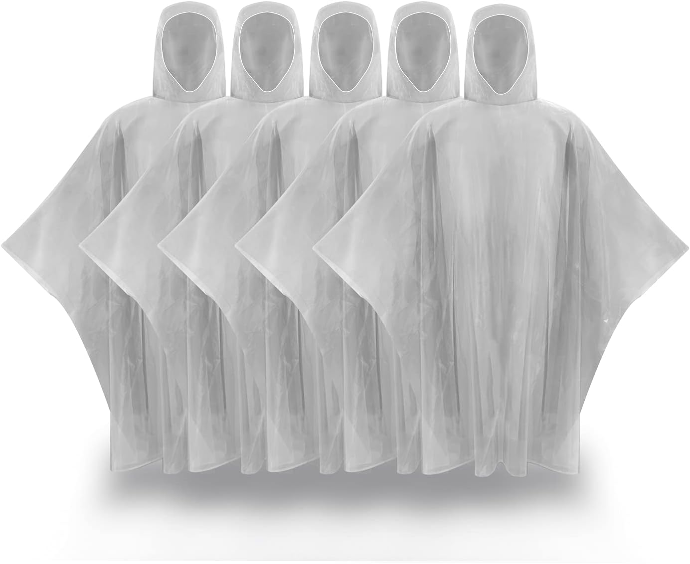 5 Pack Disposable Rain Ponchos For Adults-Transparent Waterproof Rain Ponchos