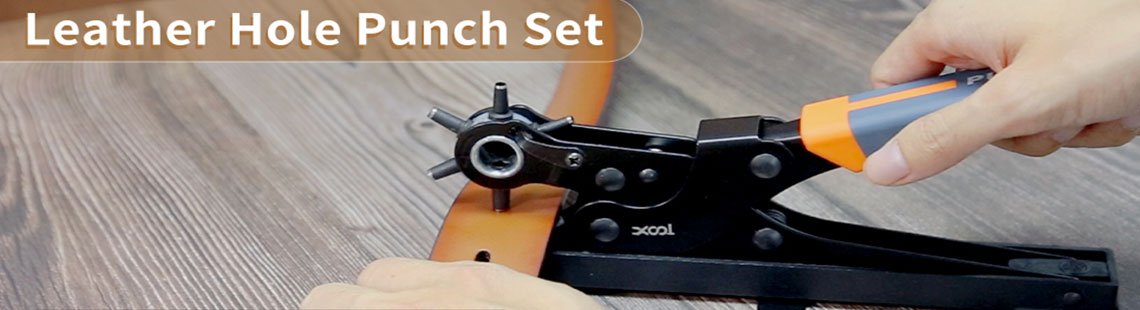 XOOL Revolving Punch Plier Kit, Leather Hole Punch Set for Belts, Watch Bands, Straps, Dog Collars, Saddles, Shoes, Fabric, DIY Home or Craft Projects, Heavy Duty Rotary Puncher, Multi Hole Sizes Make