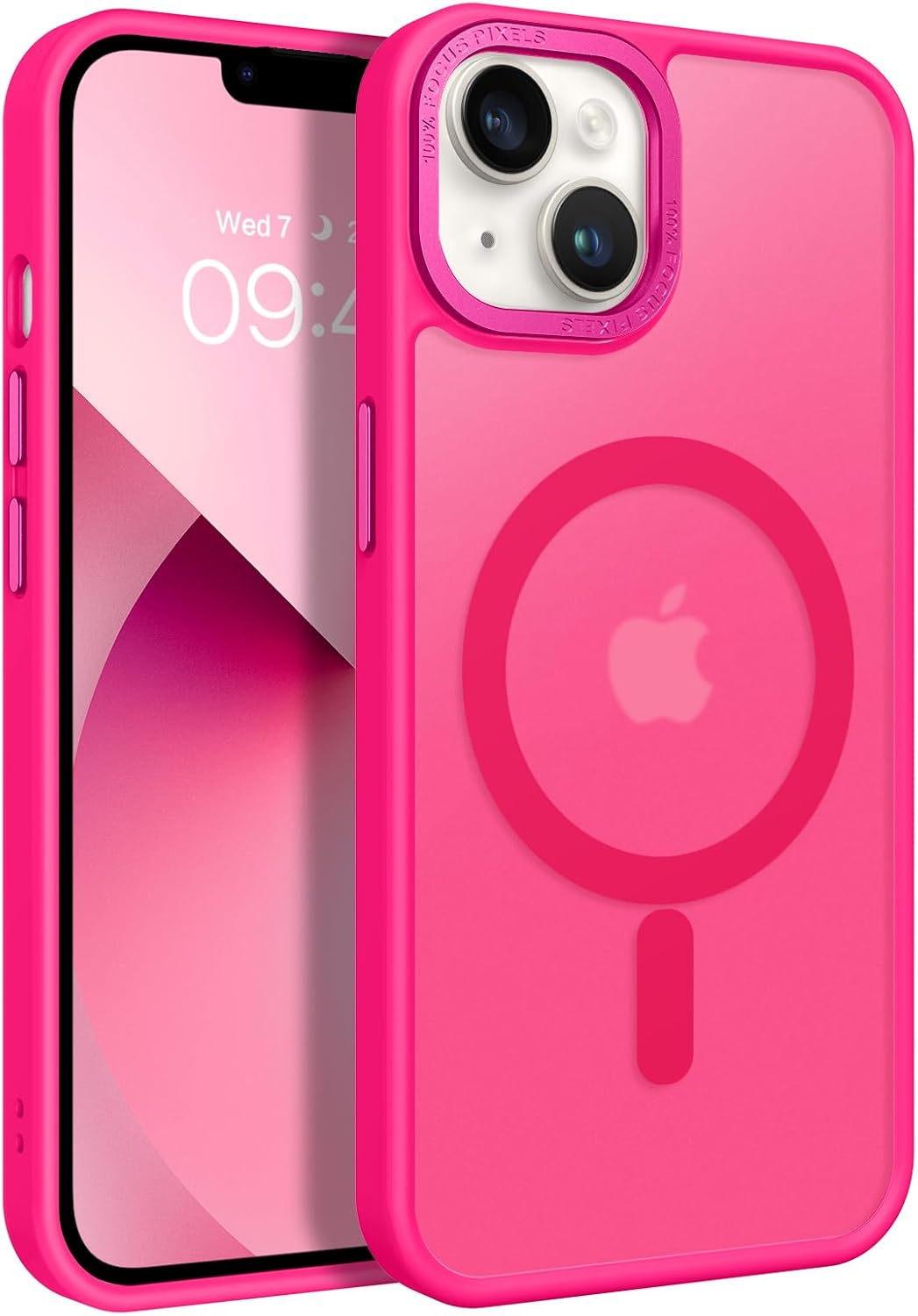 BENTOBEN Magnetic for iPhone 13 Case & iPhone 14 Case [Compatible with Magsafe] Translucent Matte Phone Case iPhone 13/14 Slim Shockproof Women Men Protective Cover for iPhone 13/14 6.1, Hot Pink