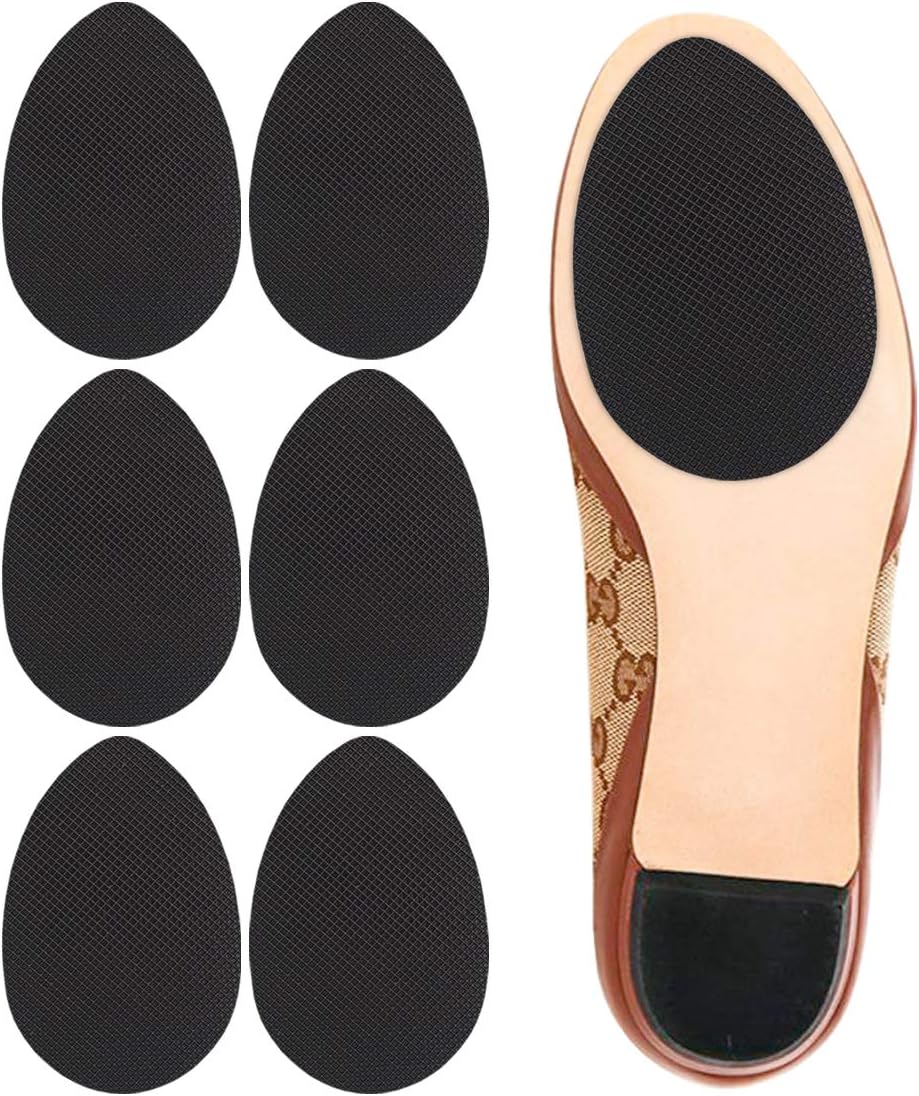 Non-Slip Shoes Pads Adhesive Shoe Sole Protectors, High Heels Anti-Slip Shoe Grips (Black - 3 Pairs)