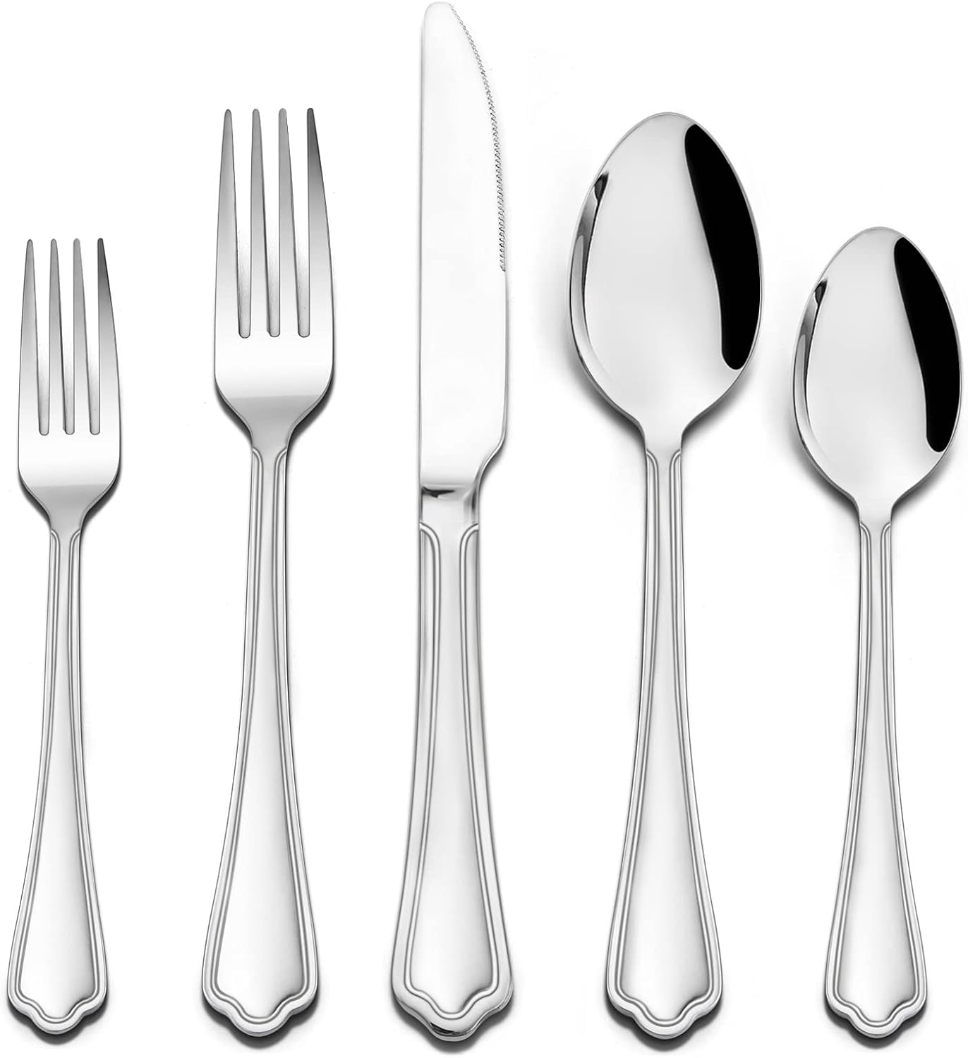 HaWare 60-Piece Silverware Set for 12, Stainless Steel Flatware Cutlery Eating Utensils, Modern Design with Crown Edges for Home Kitchen Hotel, with Knives Forks Spoons, Dishwasher Safe