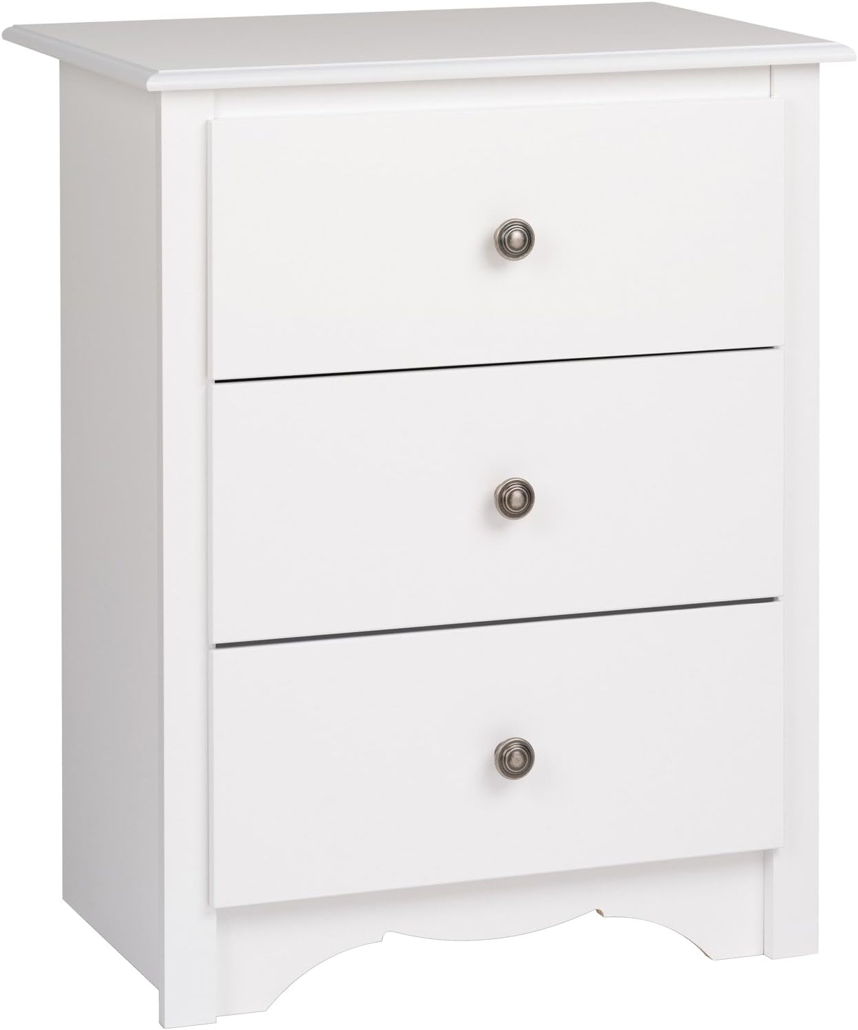 Prepac Sonoma Traditional Tall Nightstand Side Table with 3 Drawers, Functional Tall 3-Drawer Bedside Table 16 D x 23 W x 29 H, White, WDC-2403