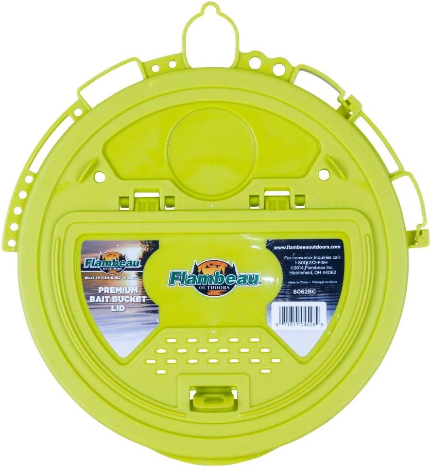 Flambeau Outdoors 6062BC Premium Bait Bucket Lid, Easy-Access Live Bait Storage Accessory, Lime Green