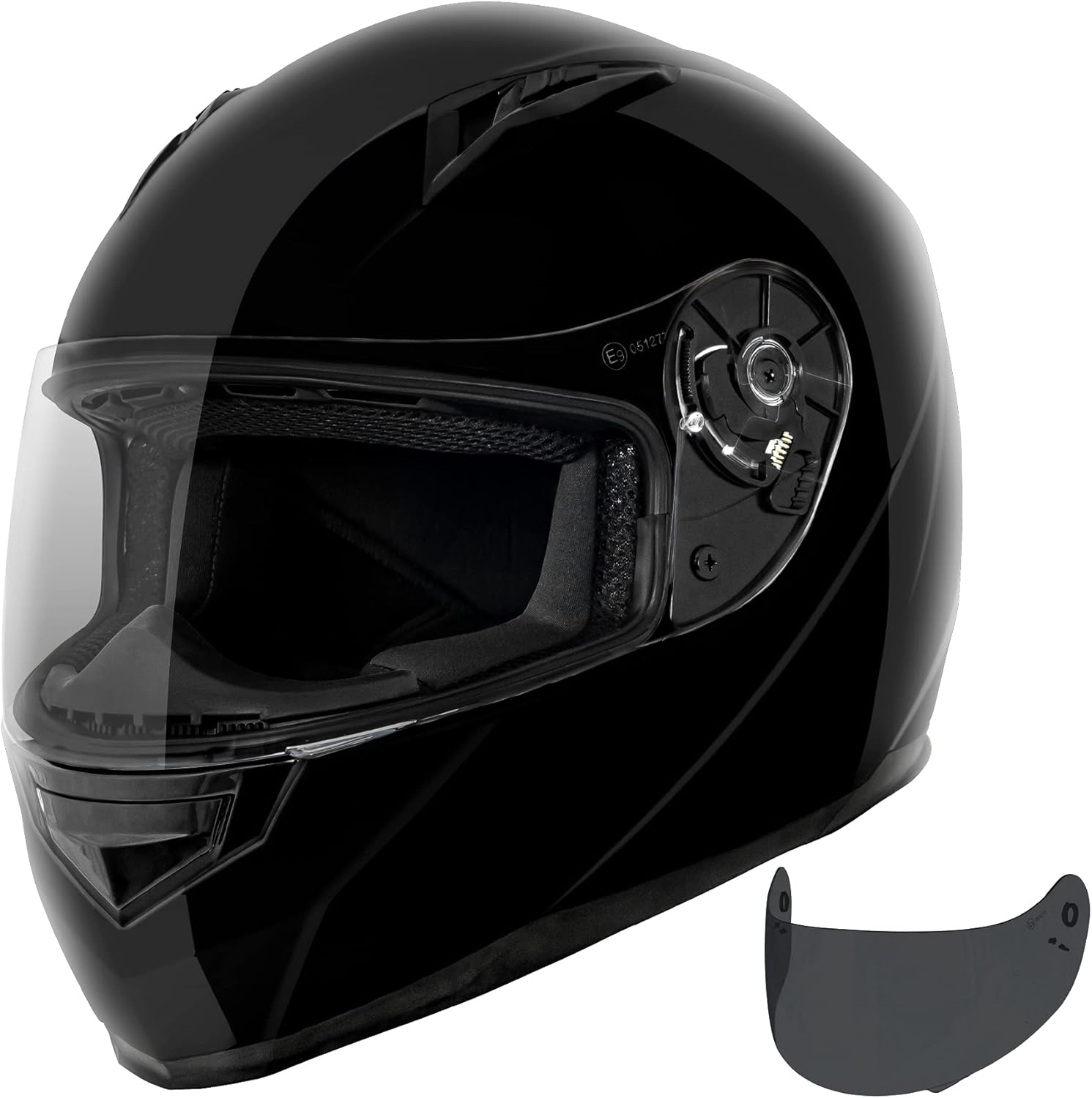 VCAN VX Lightweight Full Face Motorcycle Street Bike Helmet with Extra Tinted Visor, Coolmax Technology & OTG Ready, DOT & ECE 22.05 Approved