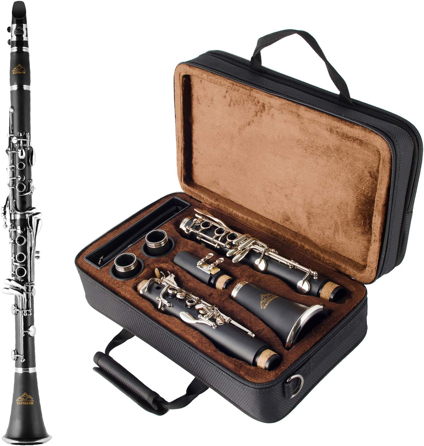 EASTROCK Bb Clarinet 17 Keys ABS Material Wide Range of Tones Particularly Beginner & Students-friendly with Using Tools and 2 Replaceable Barrels