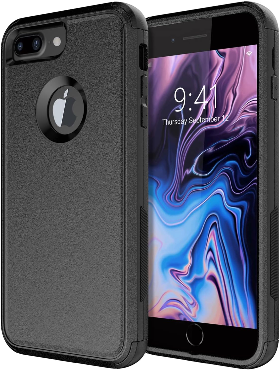 Diverbox Case [Shockproof] [Dropproof] [Dust-Proof],Heavy Duty Protection Phone Cover for Apple iPhone 8 Plus & 7 Plus (Black)