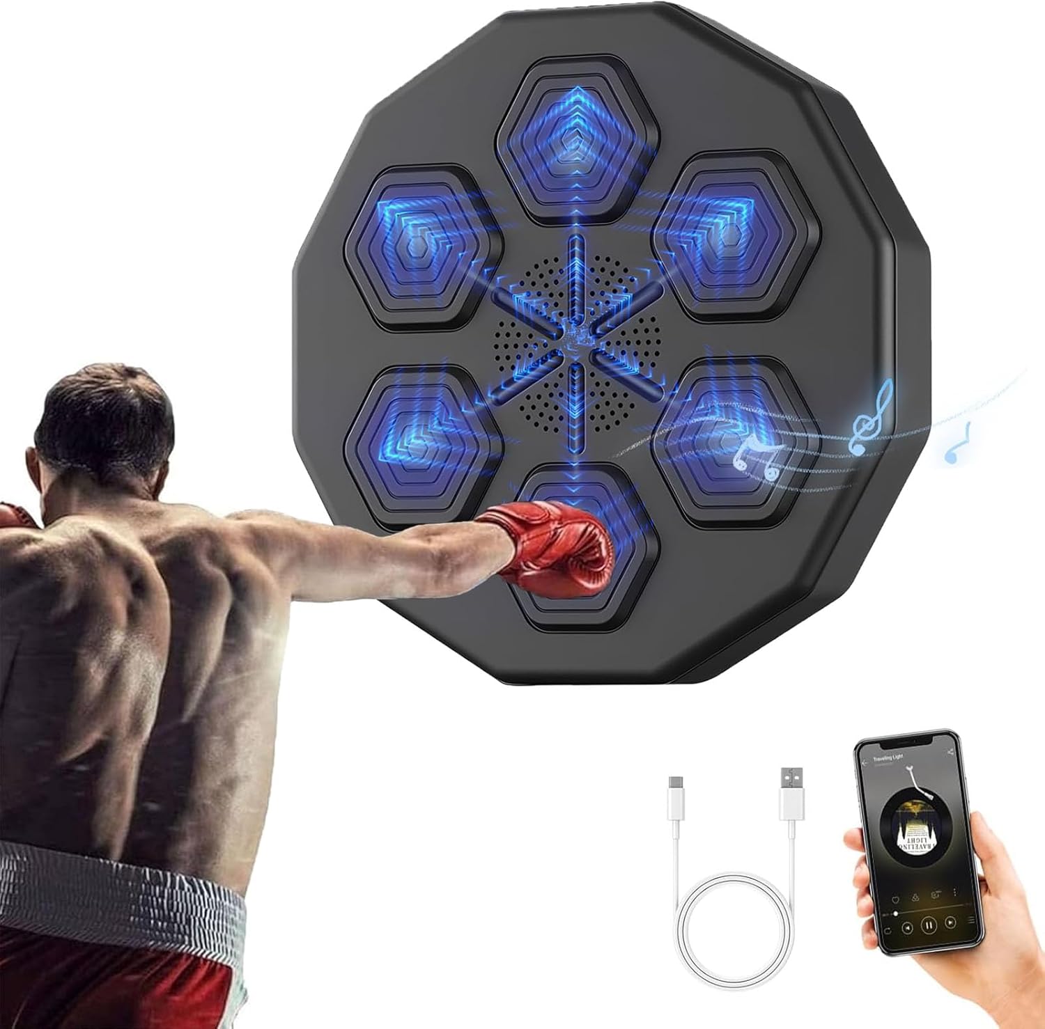 Smart Bluetooth Music Boxing Machine,Home Wall Mount Music Boxer, Electronic Smart Focus Agility Training Boxing -for Amateur Home Workout Boxing Equipment