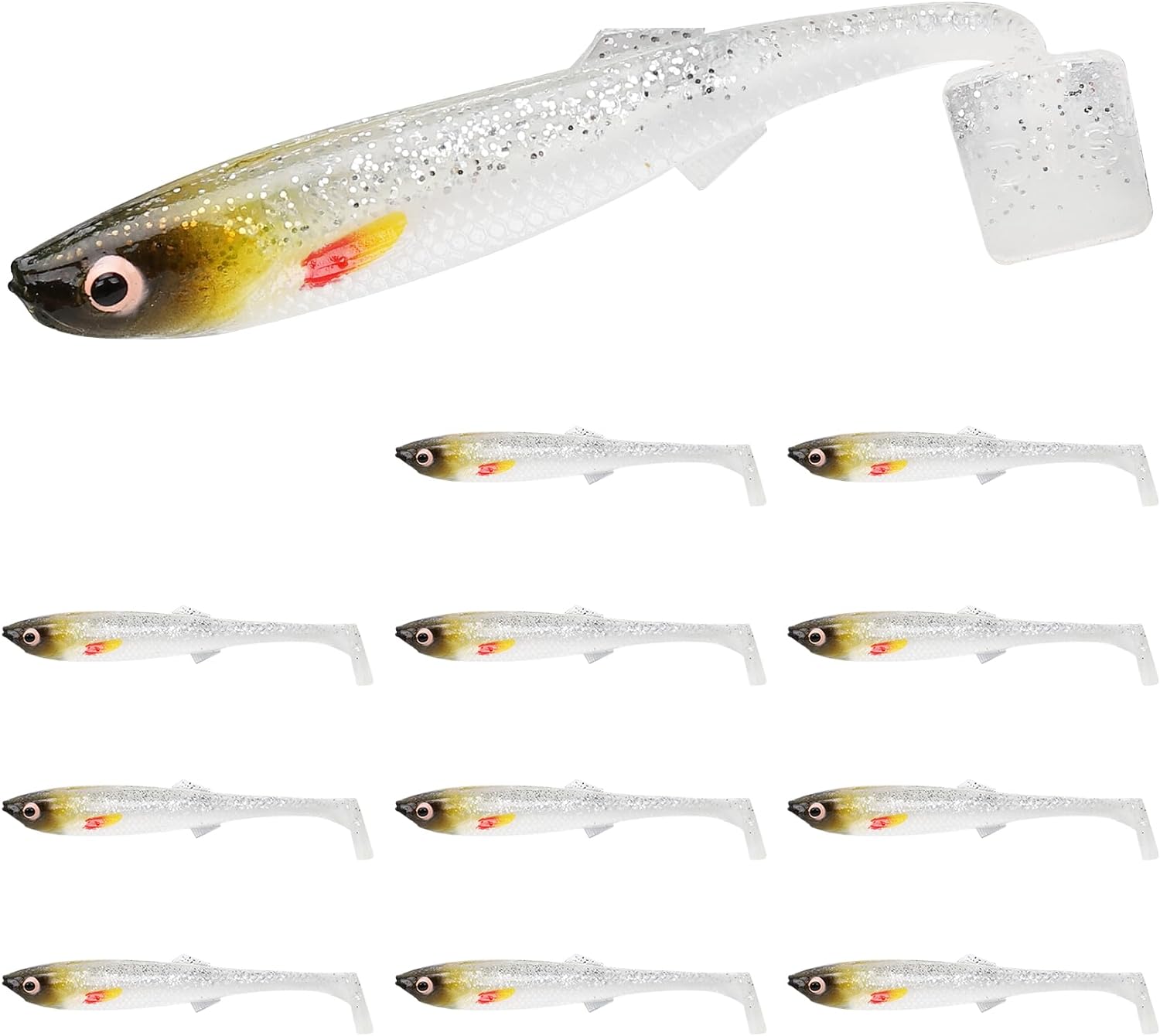 TRUSCEND Pre-Rigged Soft Fishing Lures, Well-Made Easy Catching Lures for Family Fishing, Great Action Swimbait with Spinner, All-Conditions Fishing Gear for Bass Trout Walleye, Crappie Fishing Jigs