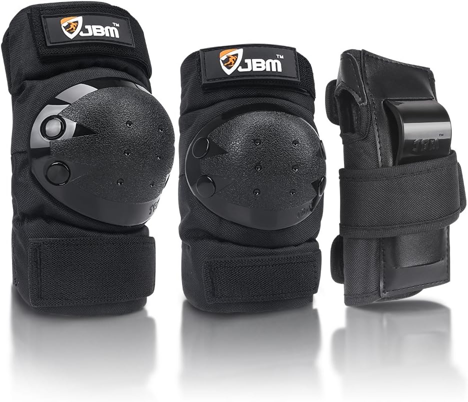 JBM Adult & Kids Knee Pads Elbow Pads and Wrist Guards Set for Inline Skating, Roller Skating, Skateboarding and Multi-Sports