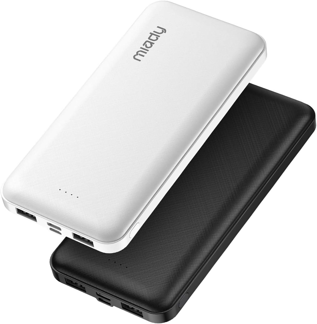 Miady 2-Pack 15000mAh Portable Charger, Power Bank/w Two 5V/2A USB Output Ports and USB C Fast Input, Portable Phone Charger Compatible with iPhones, Android Smartphones and More